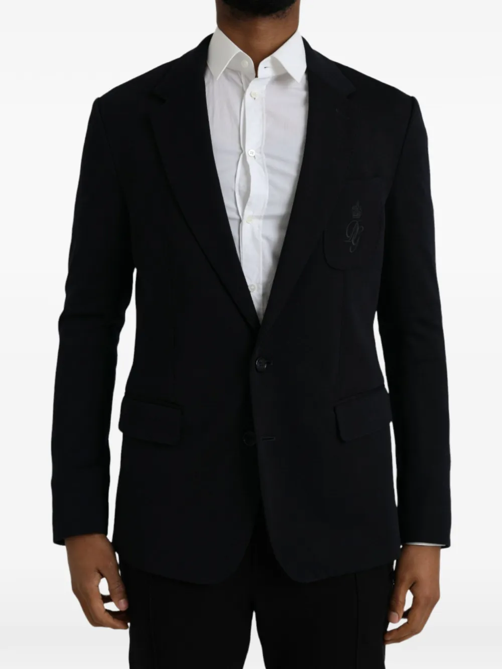 Dolce & Gabbana single-breasted logo-embroidered blazer - Nero