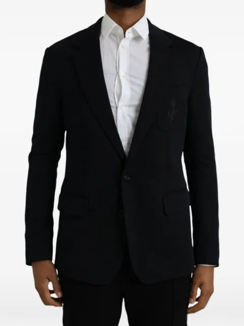 Dolce & Gabbana single-breasted logo-embroidered blazer