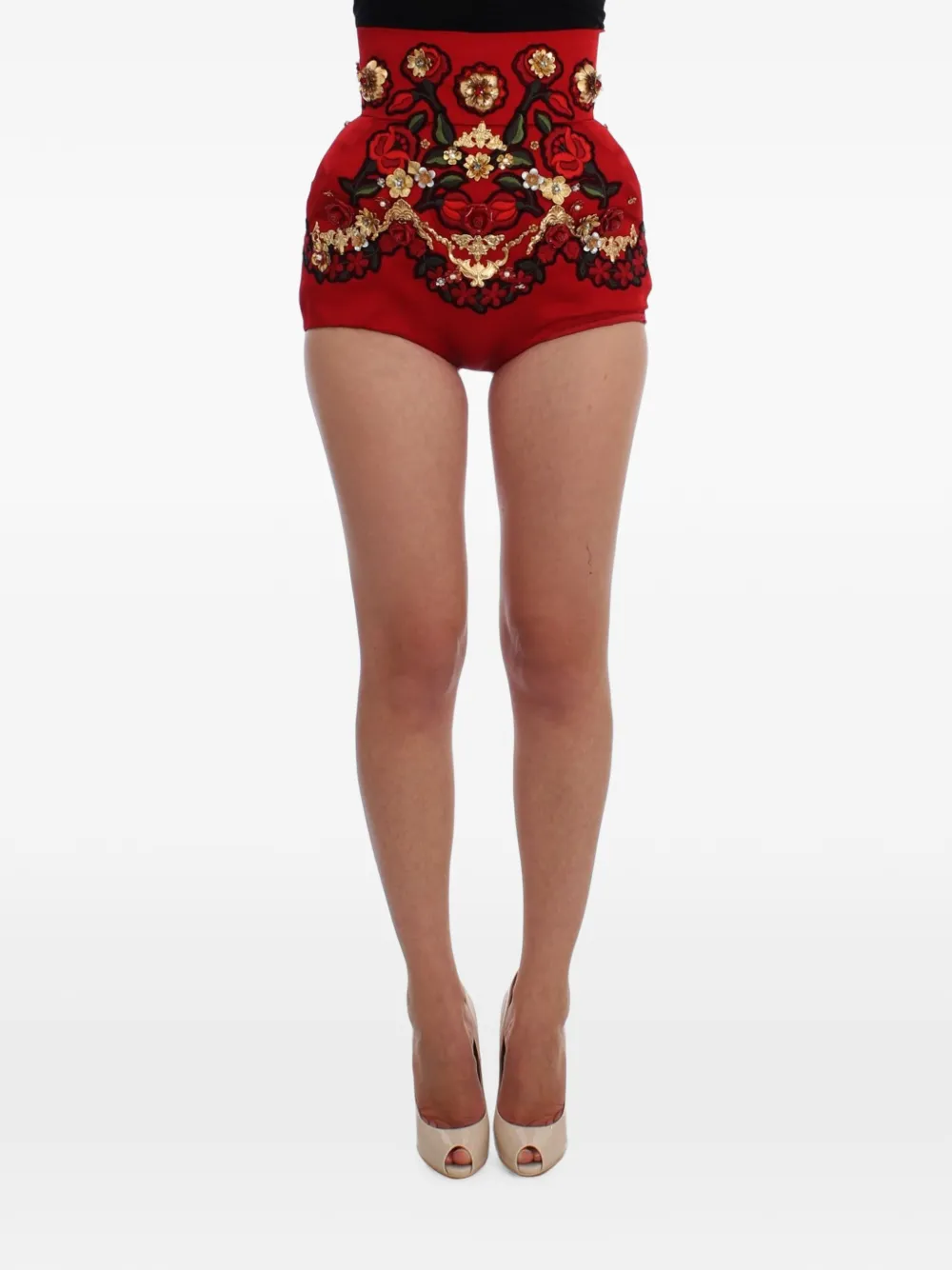 Dolce & Gabbana floral-embroidered mini shorts · 42
