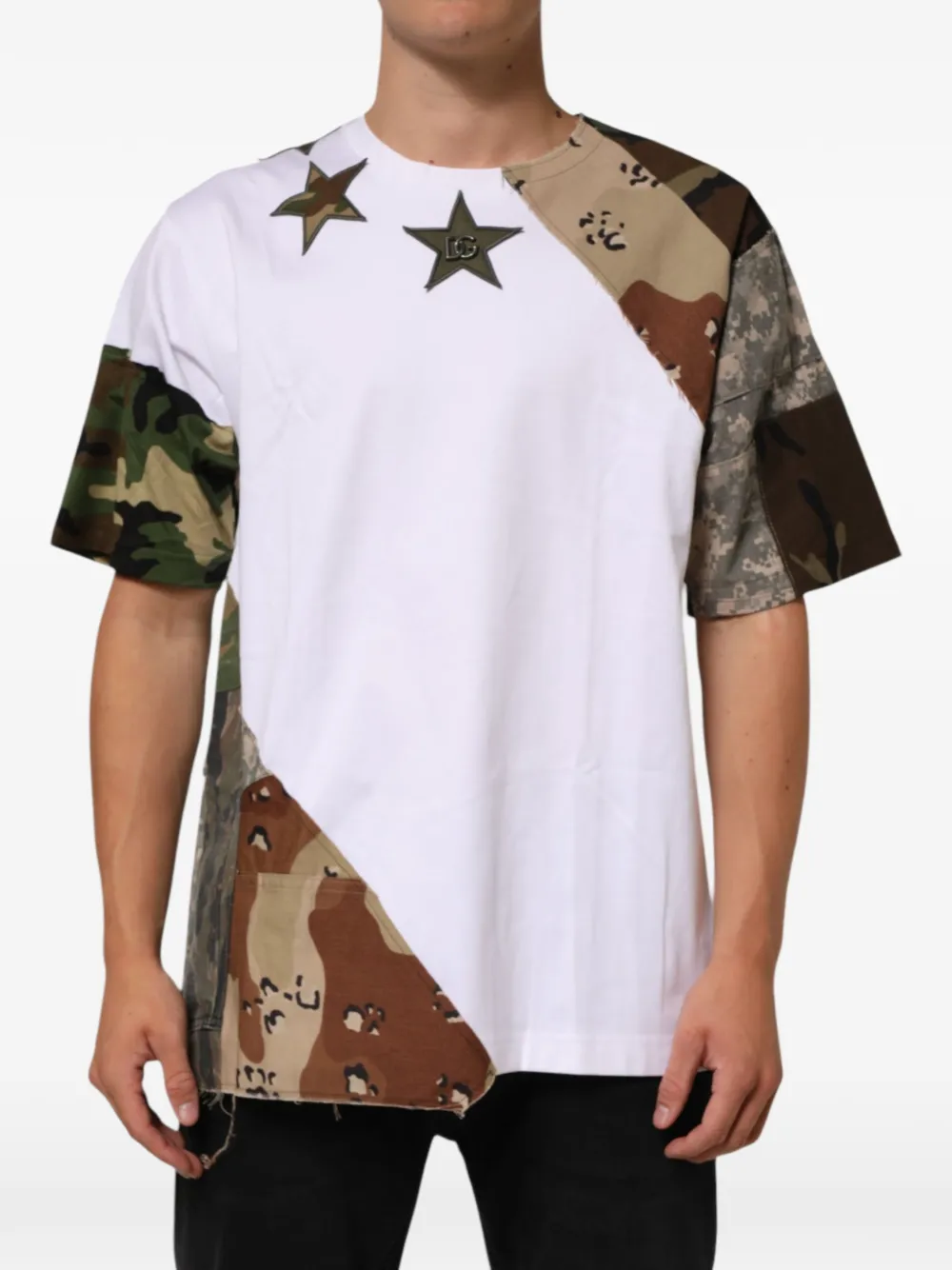 Dolce & Gabbana camouflage-patchwork star-patch T-shirt