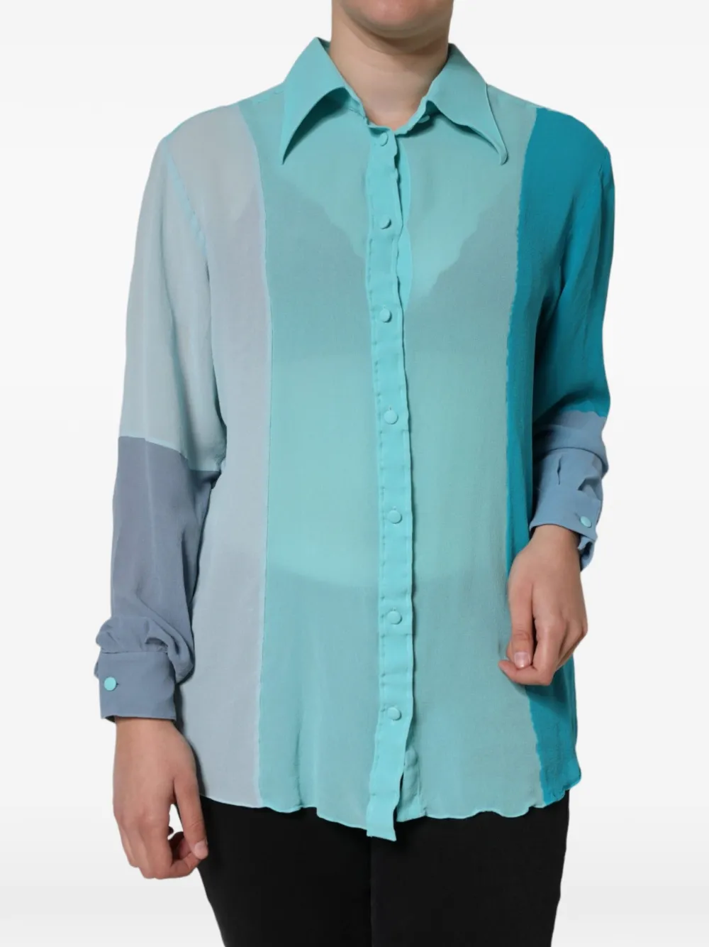 Dolce & Gabbana colour-block button-up shirt - Blu