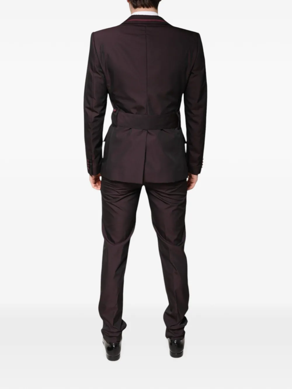 Dolce & Gabbana satin-trimmed belted suit Rood