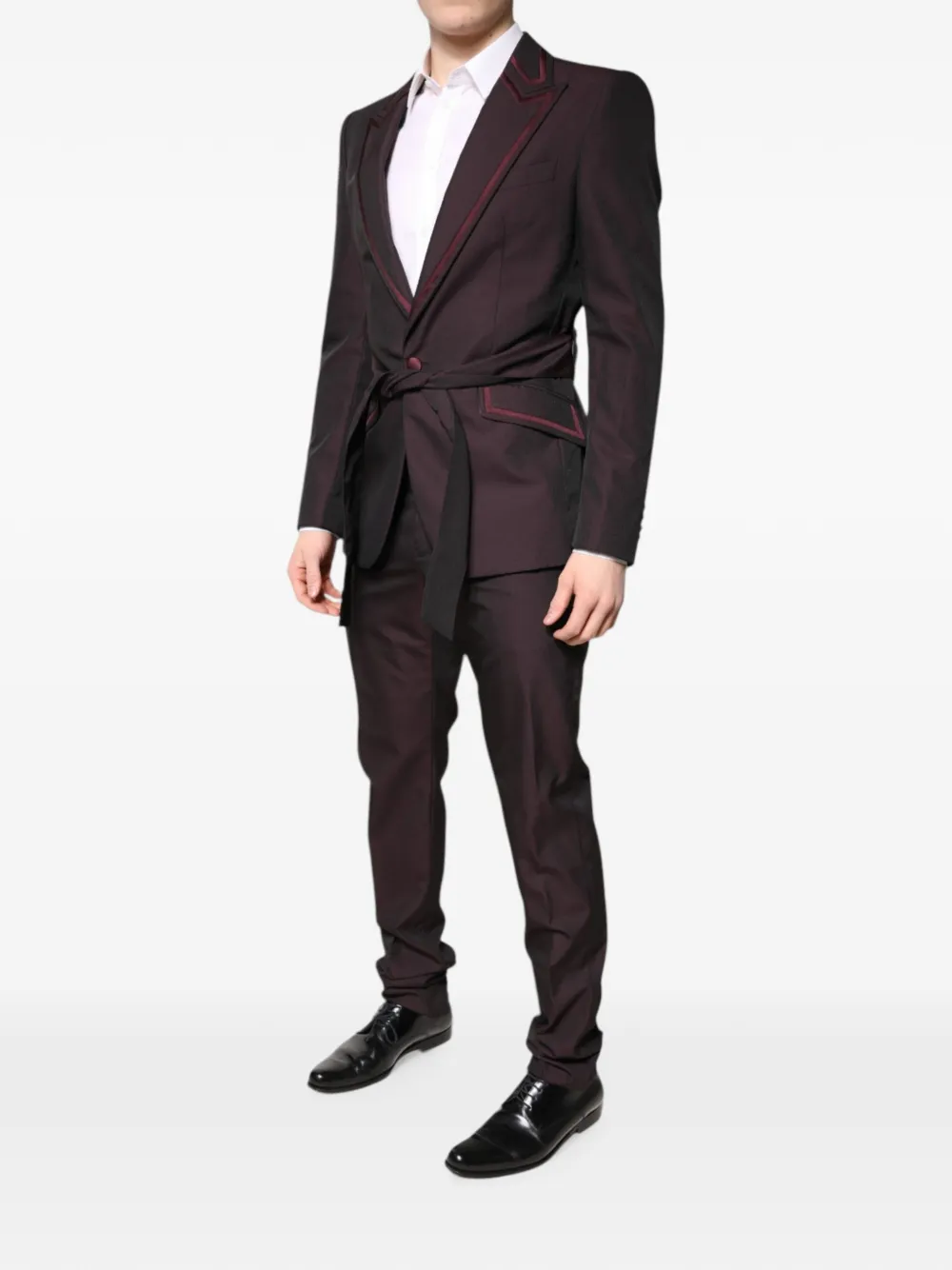 Dolce & Gabbana satin-trimmed belted suit Rood