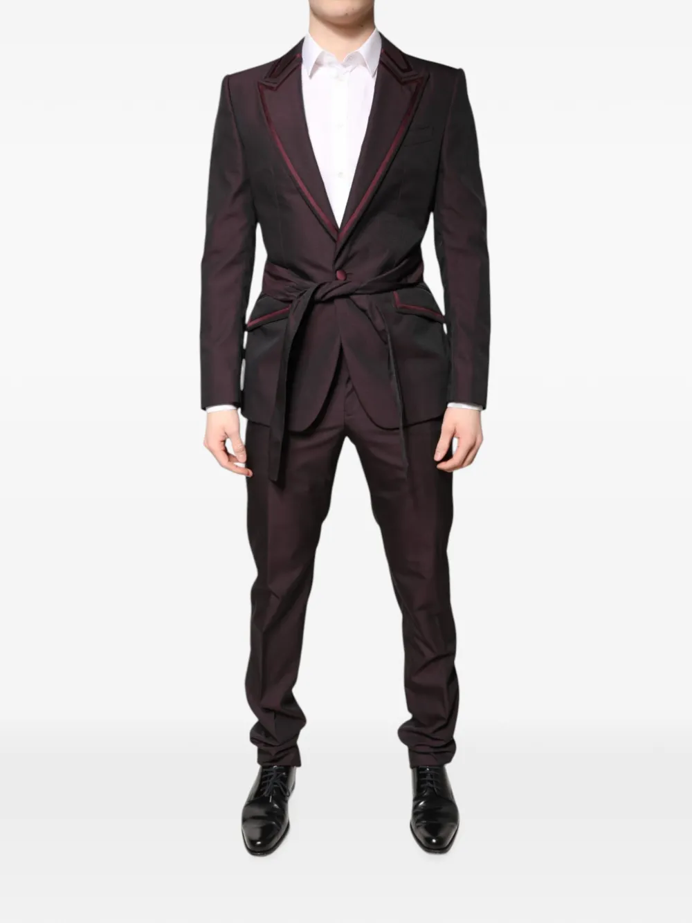 Dolce & Gabbana satin-trimmed belted suit - Rosso