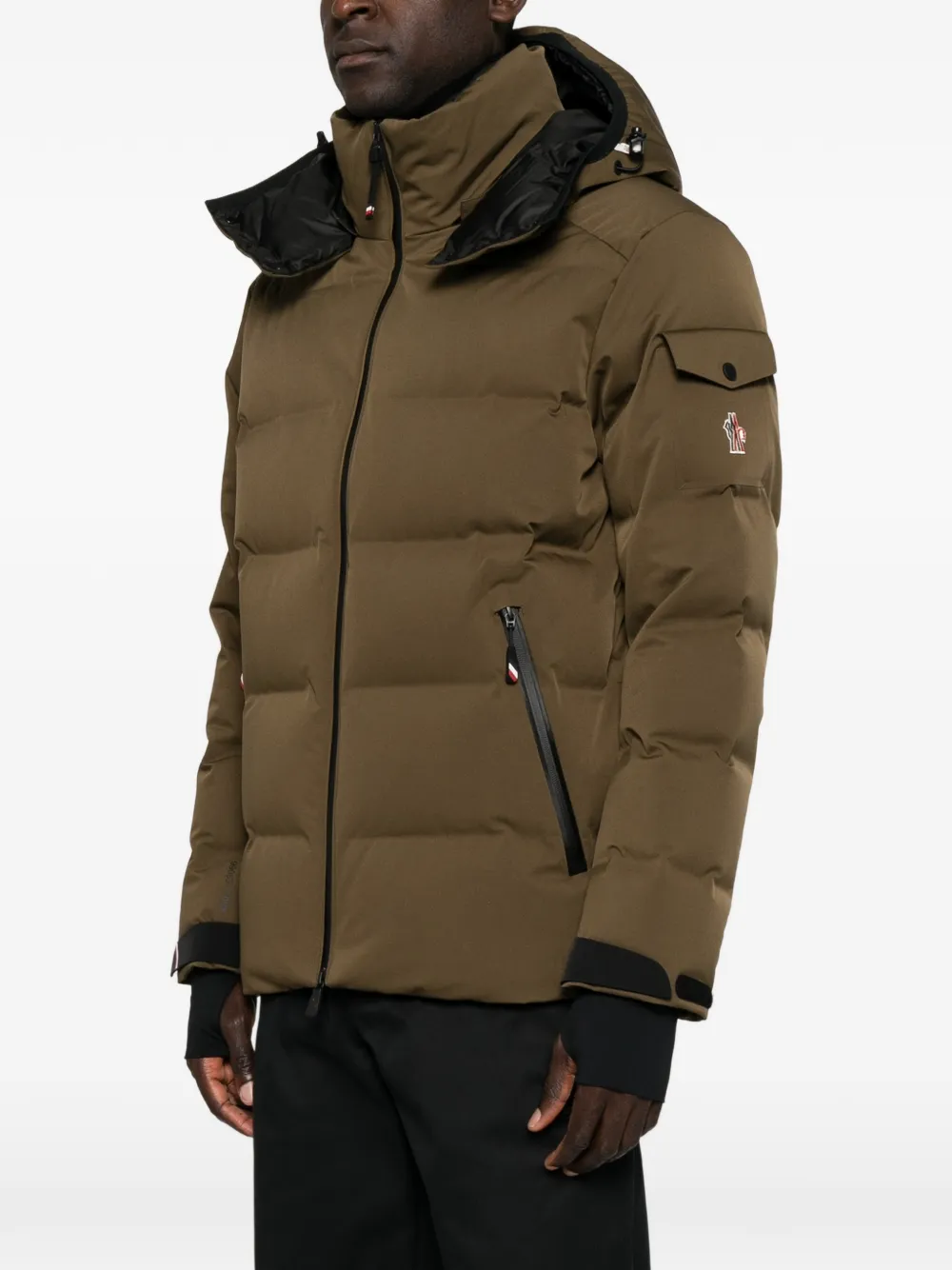 Moncler Grenoble Gevoerd jack met capuchon Groen
