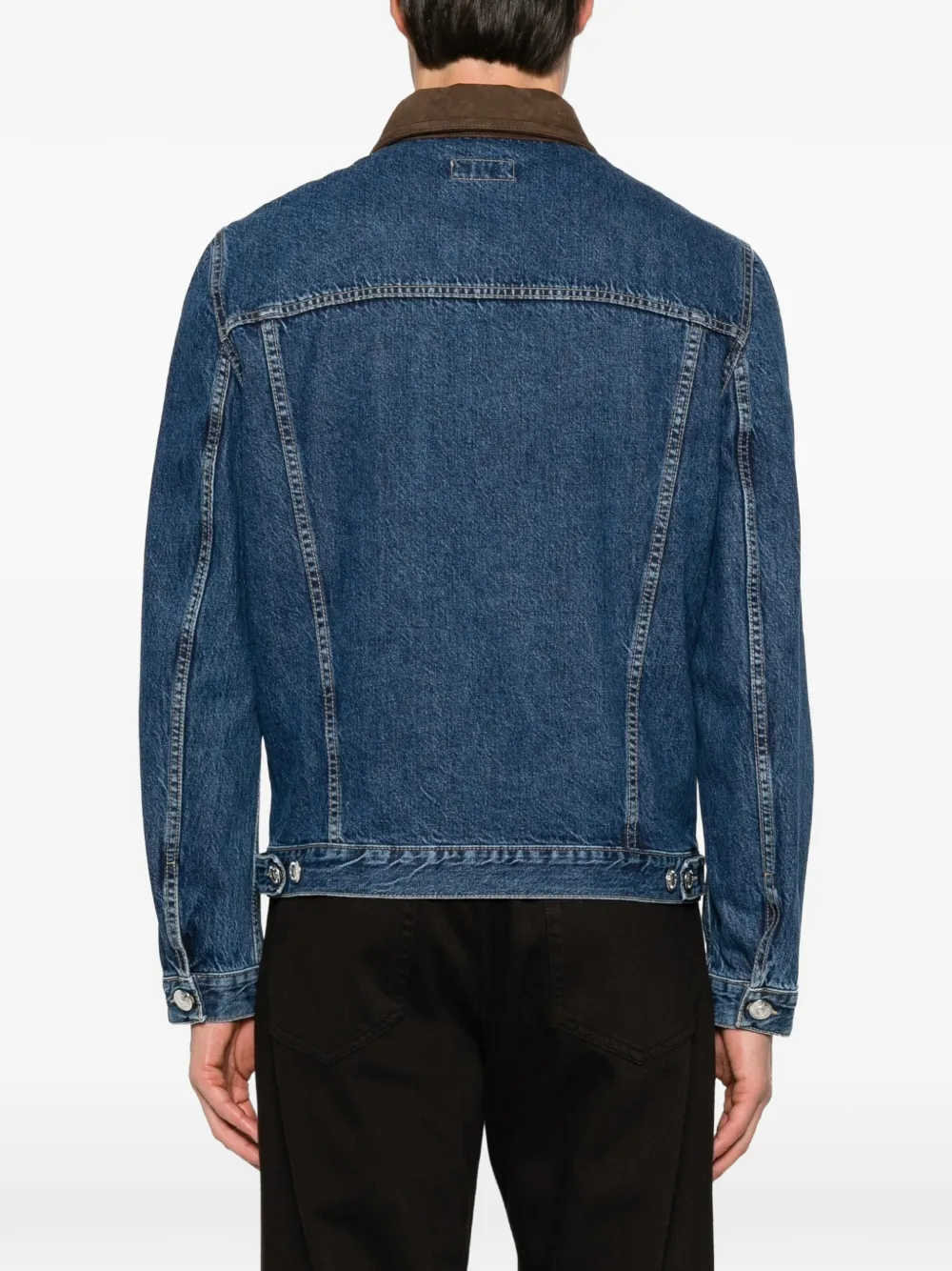 Brunello Cucinelli contrasting-collar denim jacket Blauw