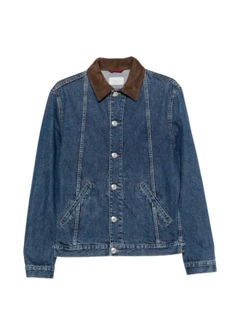 Brunello Cucinelli suede-collar buttoned denim jacket