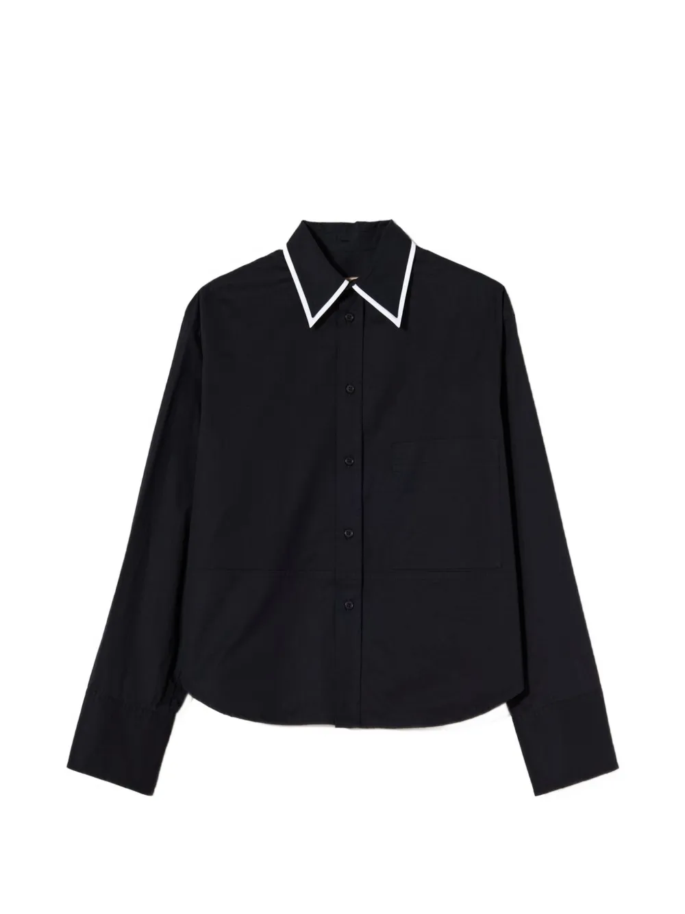 Plan C contrast-trim chest-pocket shirt