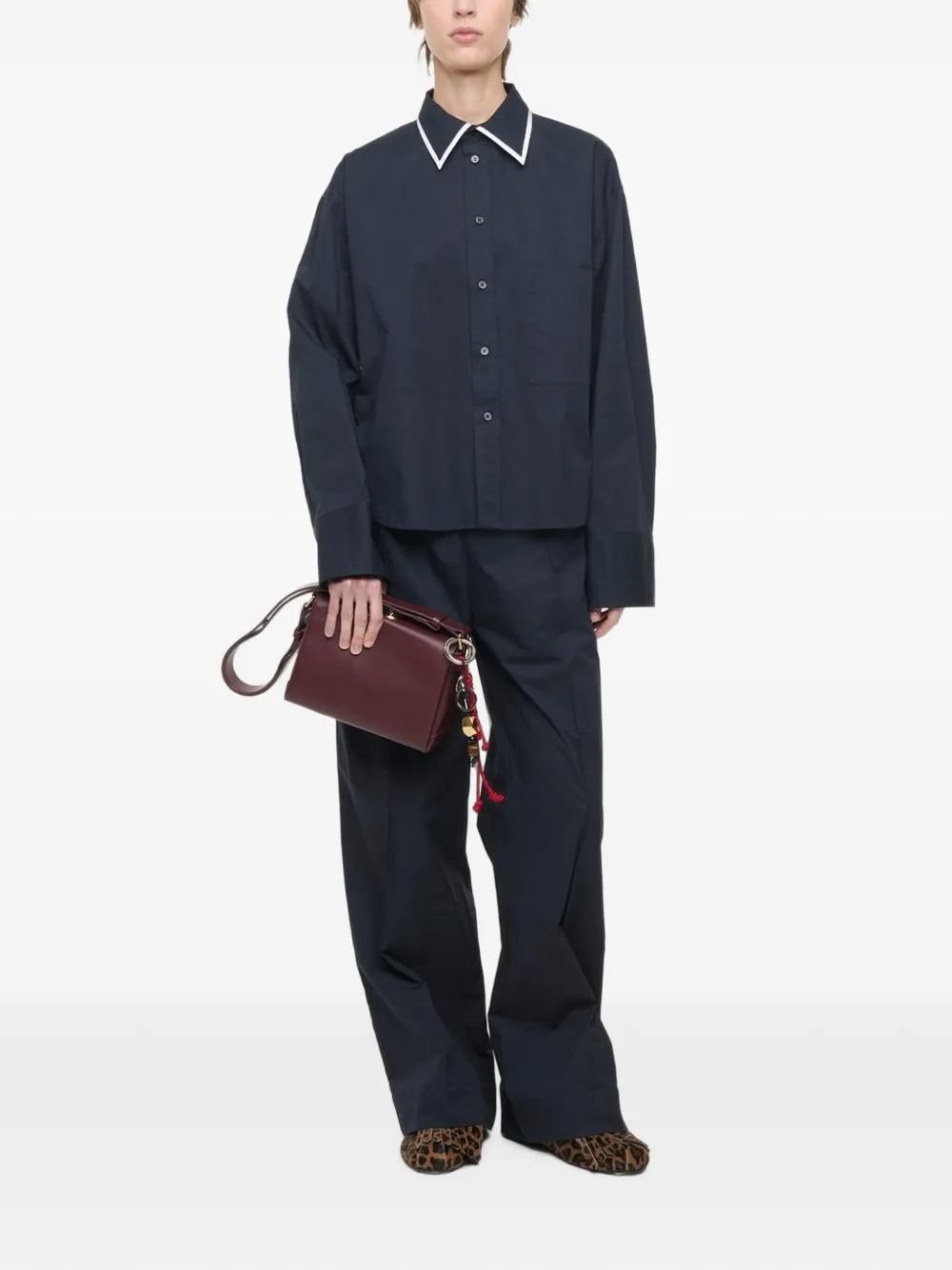 Plan C Blouse met contrasterende afwerking Zwart