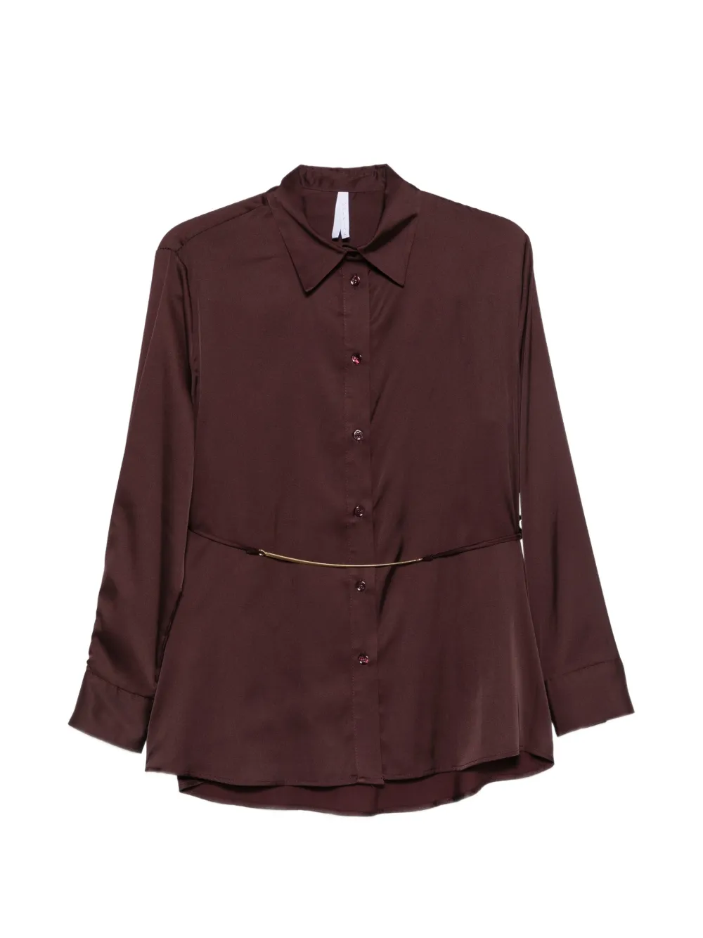 Imperial Belted Satin-finish Shirt In Purple