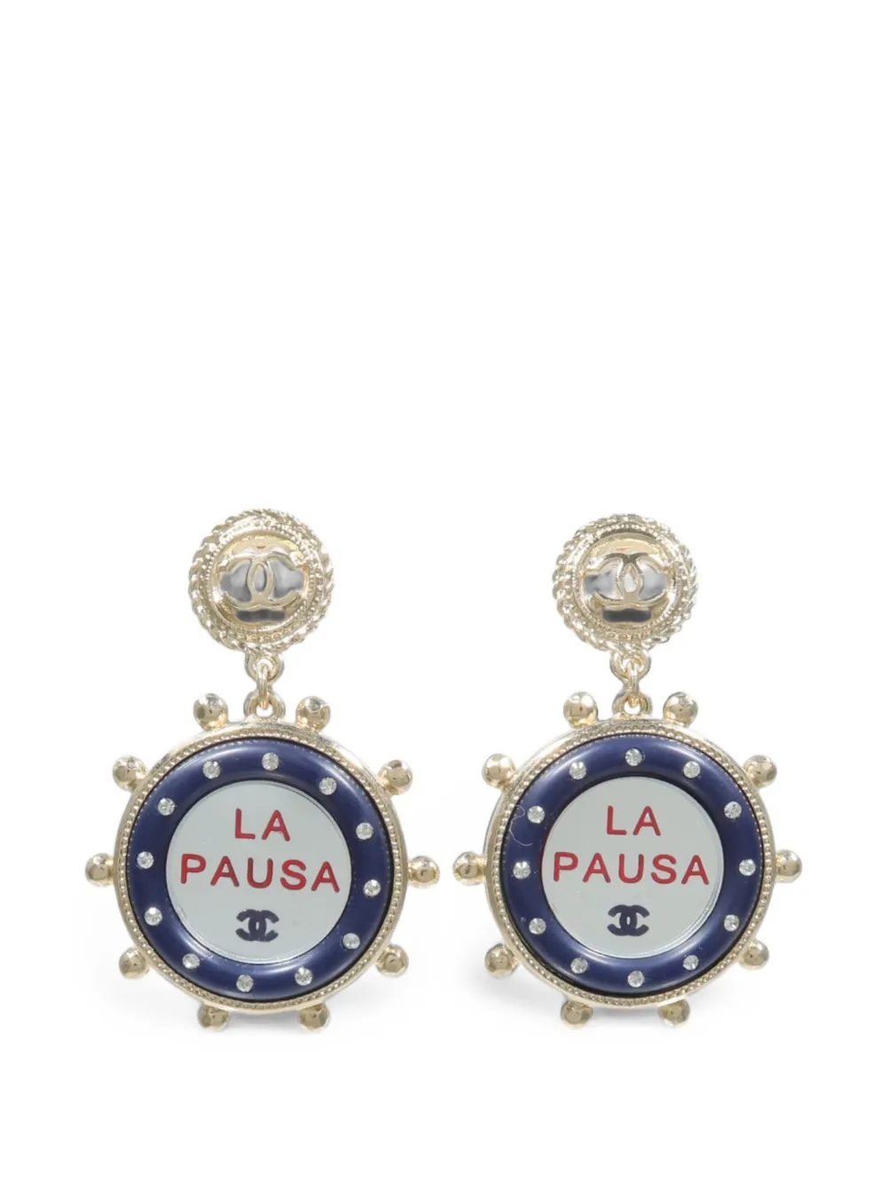 CHANEL Pre-Owned CC drop earrings - Oro