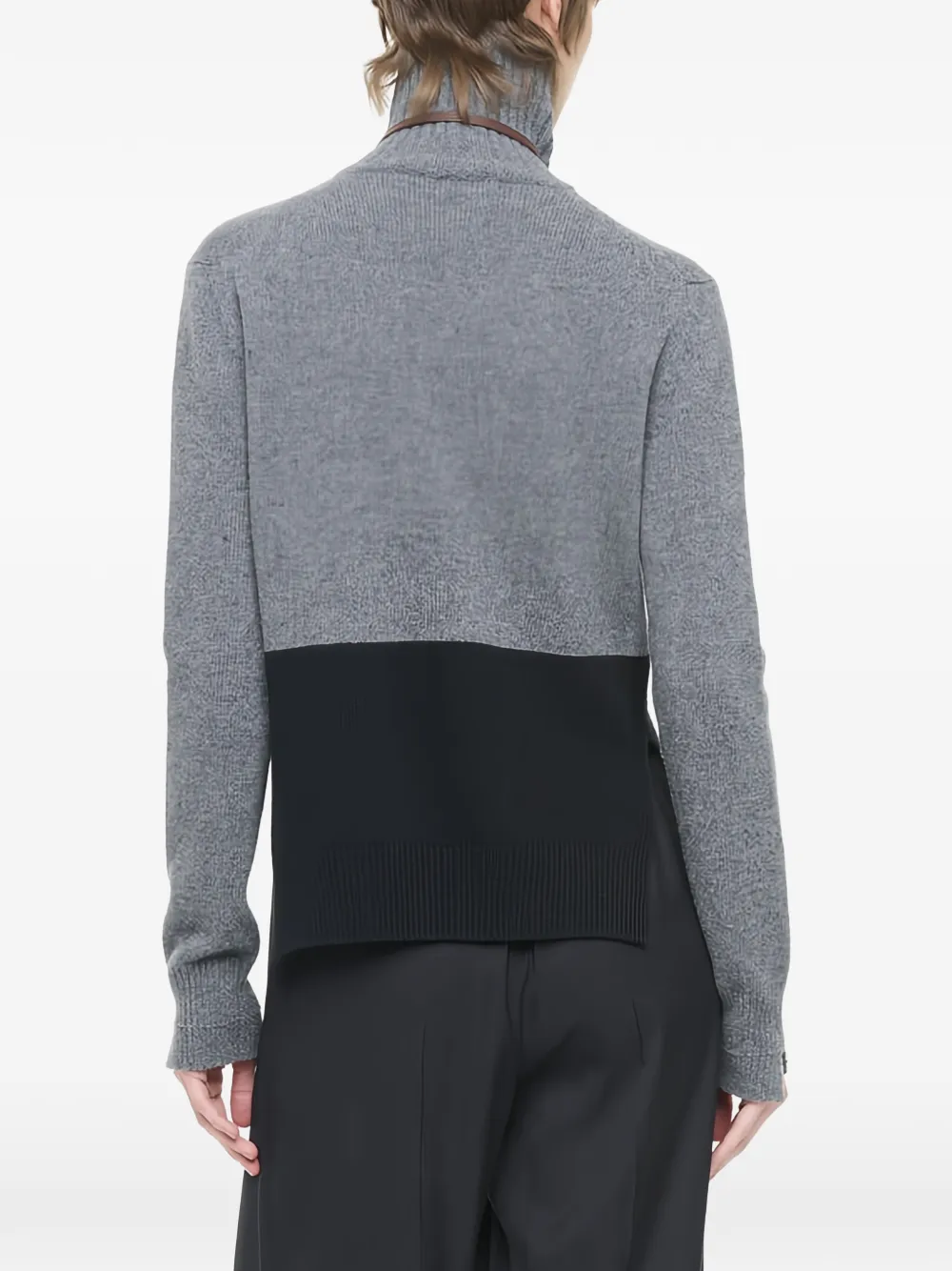 Plan C colour-block turtleneck sweater Grijs