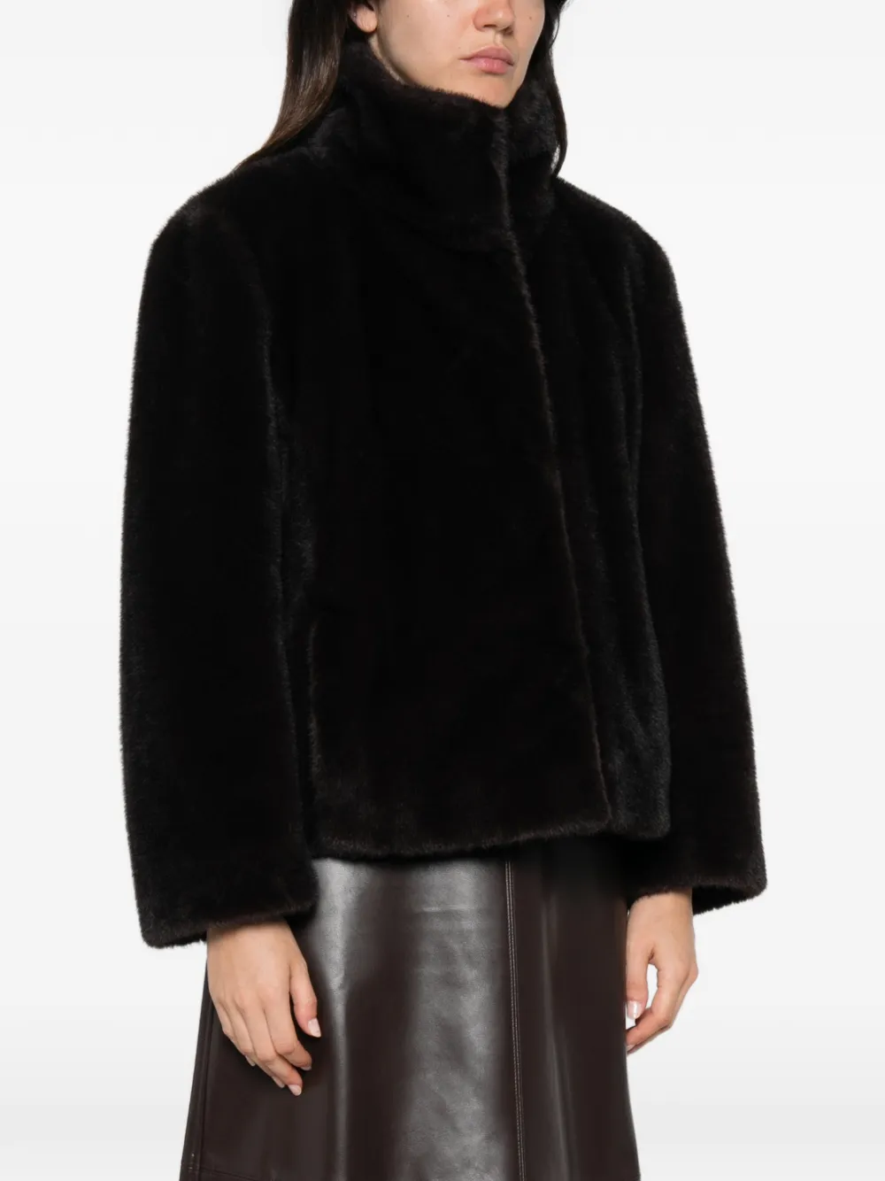 'S Max Mara Crea jack van imitatiebont met trechterhals Bruin