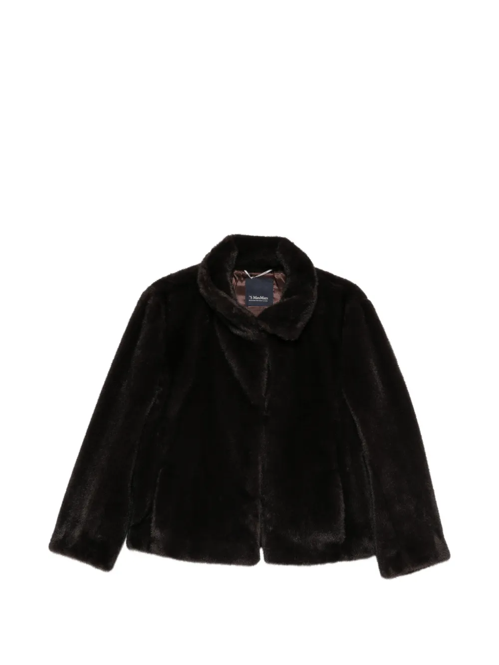'S Max Mara high-neck faux-fur jacket - Marron 'S Max Mara high-neck faux-fur jacket - Marron