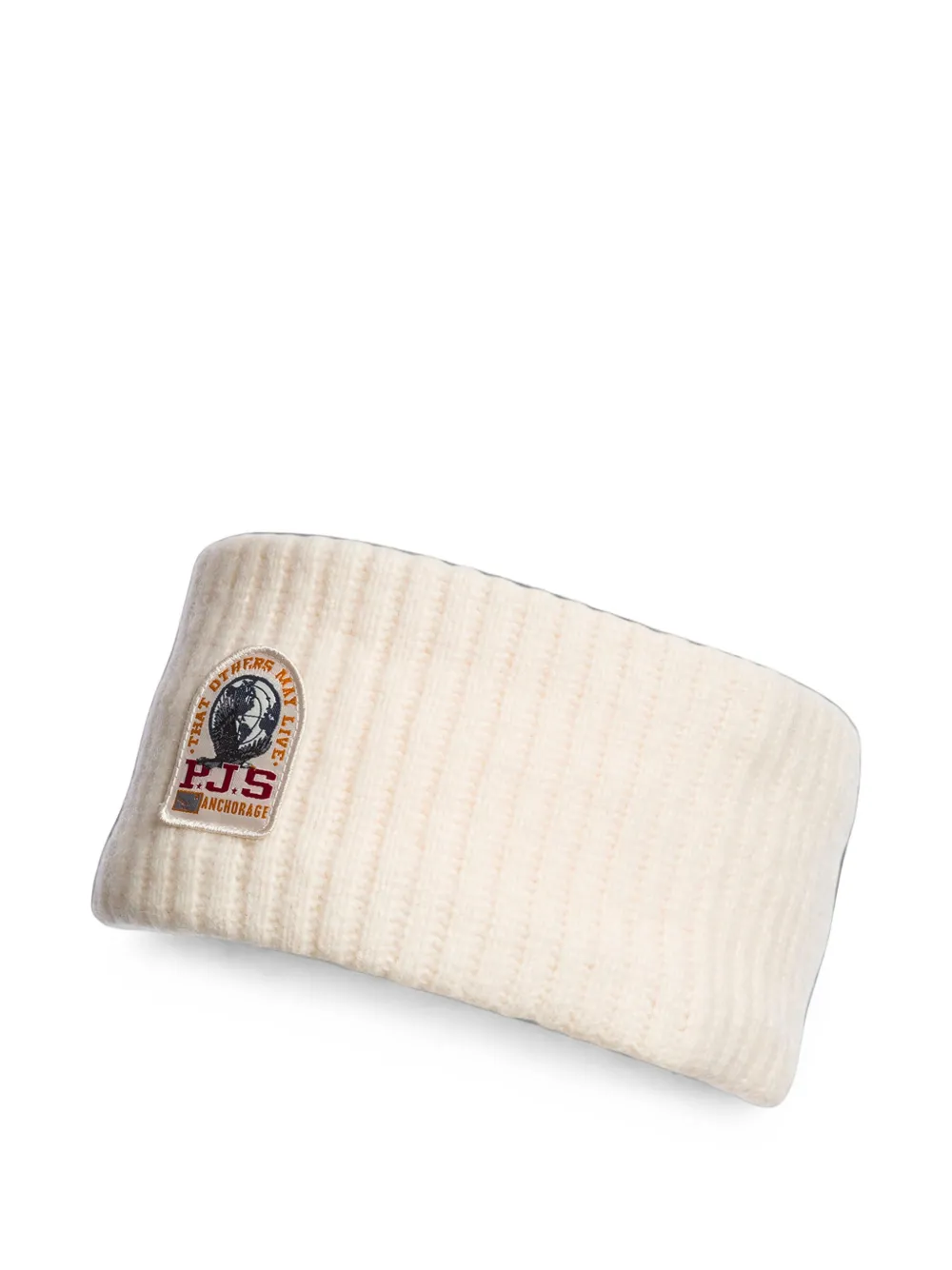Parajumpers Calane ribgebreide haarband met logo-patch Wit
