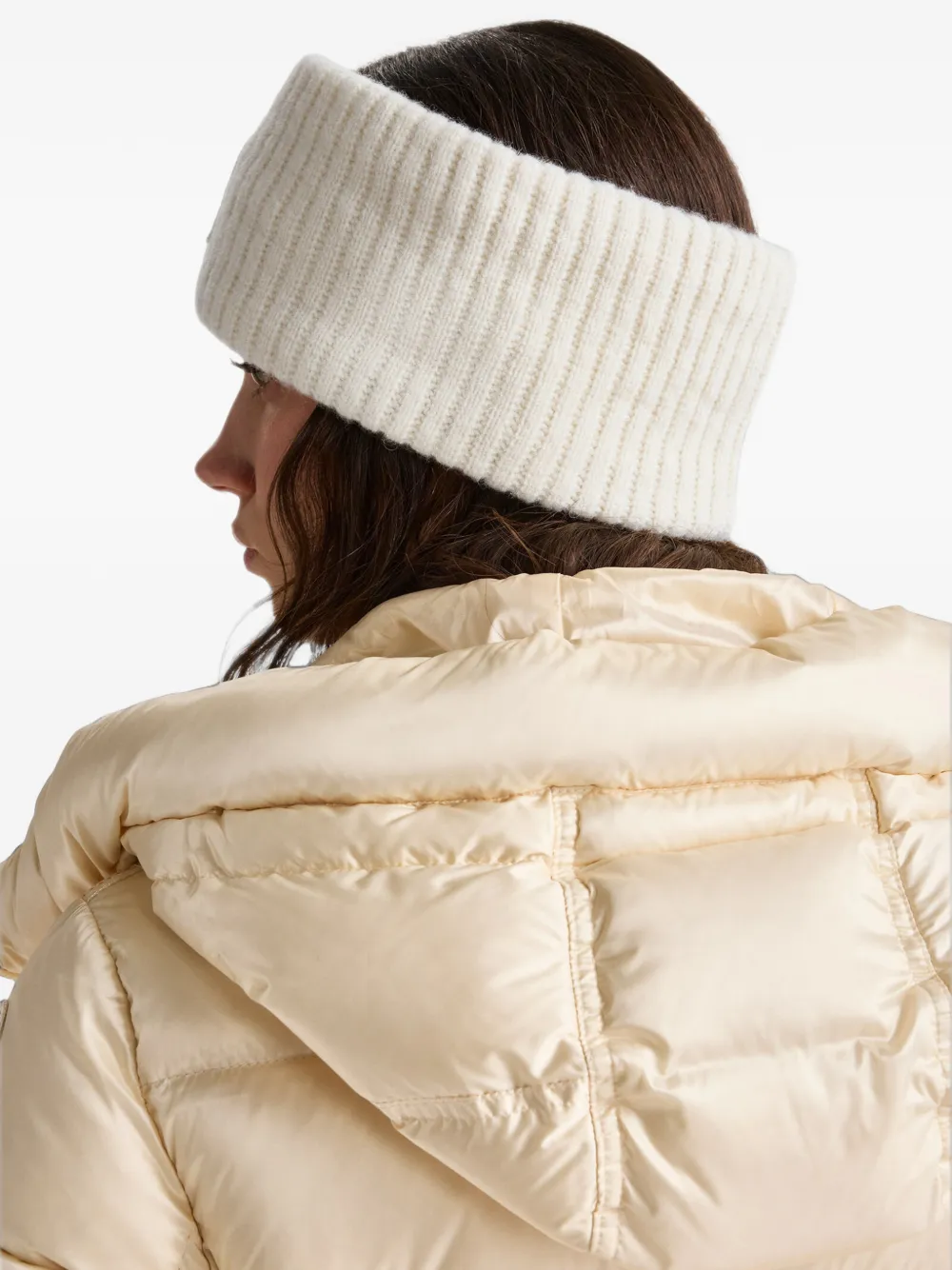 Parajumpers Calane ribgebreide haarband met logo-patch Wit
