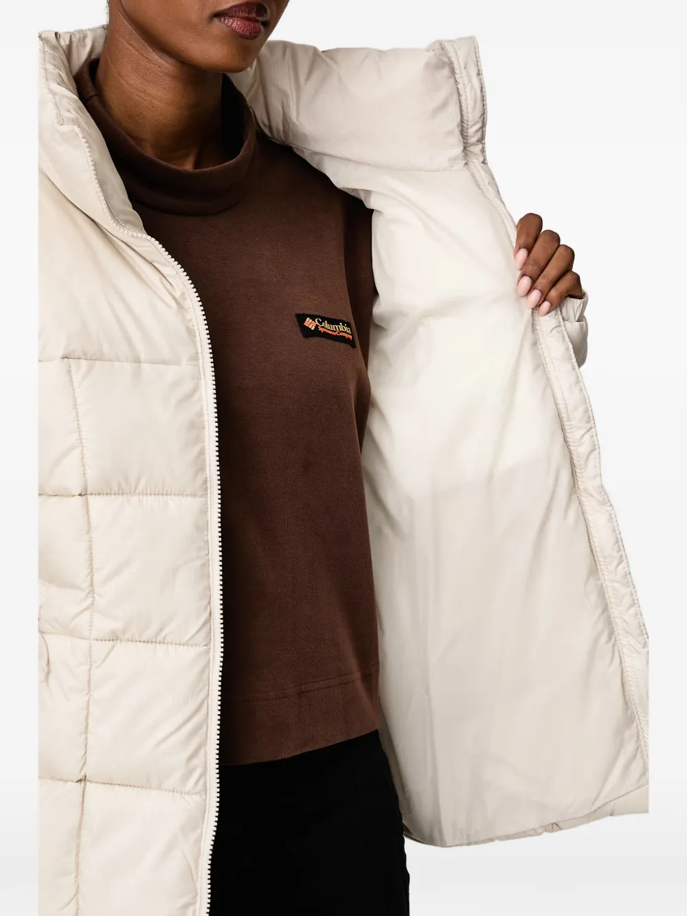 Columbia quilted high-neck jacket Beige