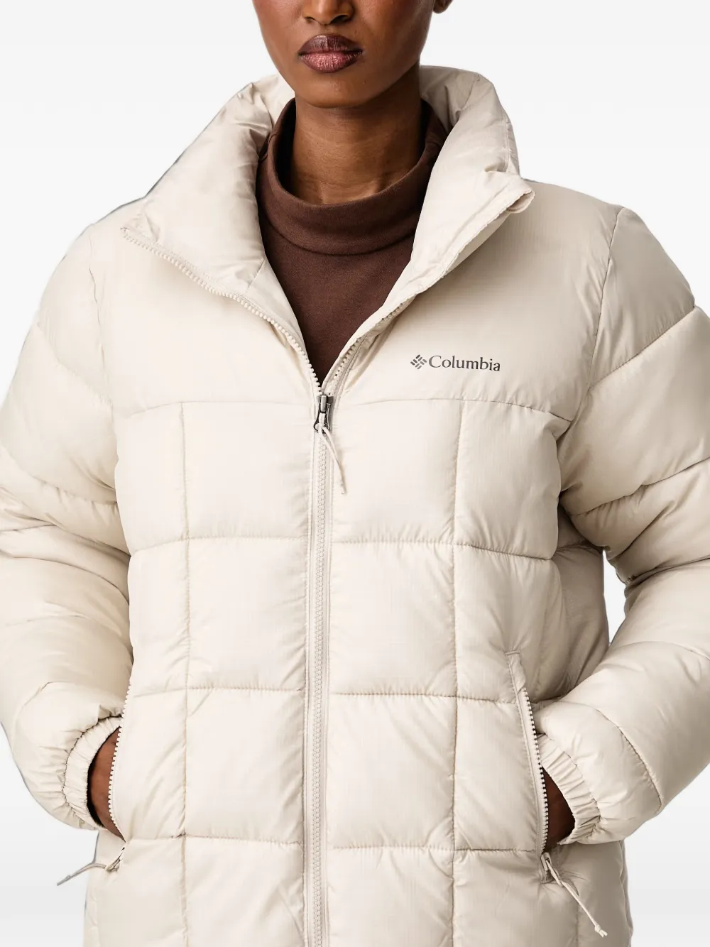 Columbia quilted high-neck jacket Beige