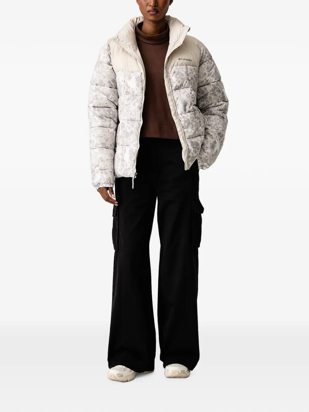 Columbia Puffect III pufferjack met print Beige