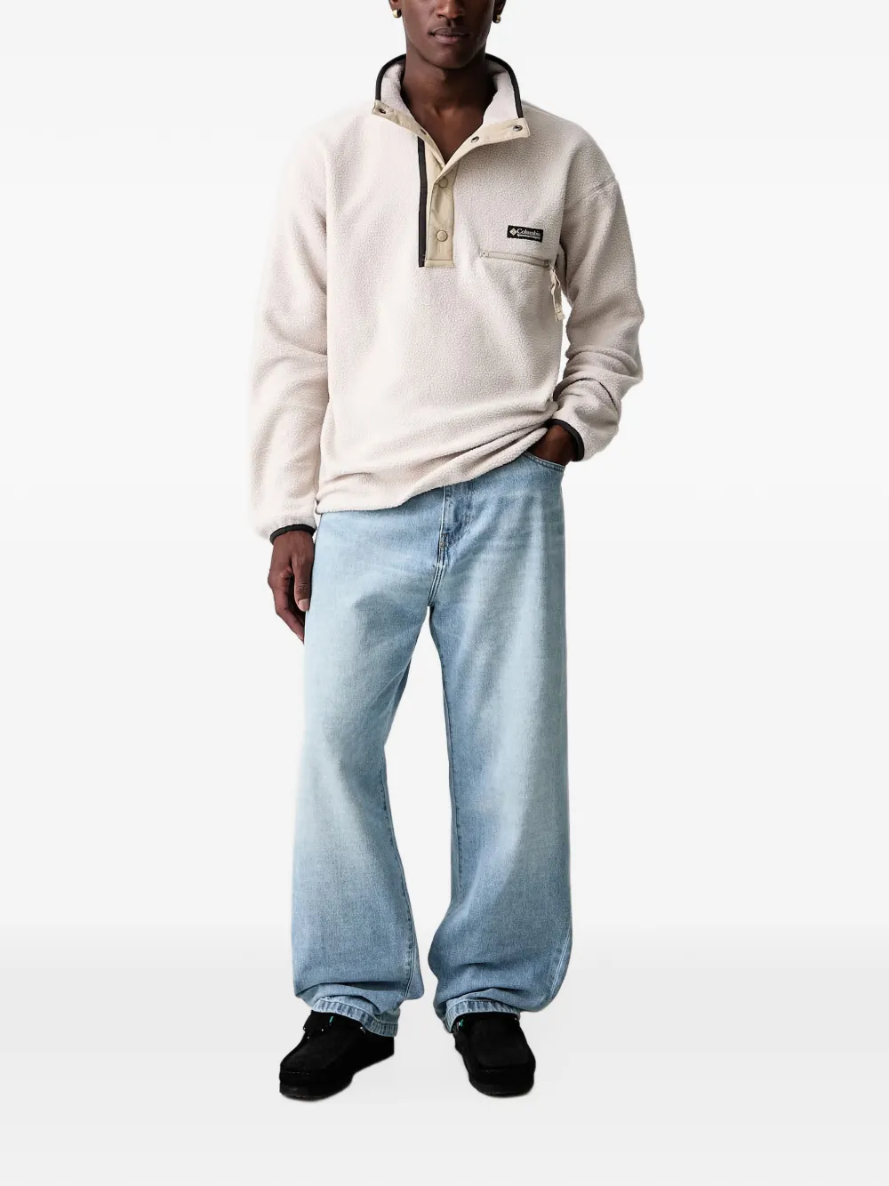 Columbia fleece logo-patch sweater Beige