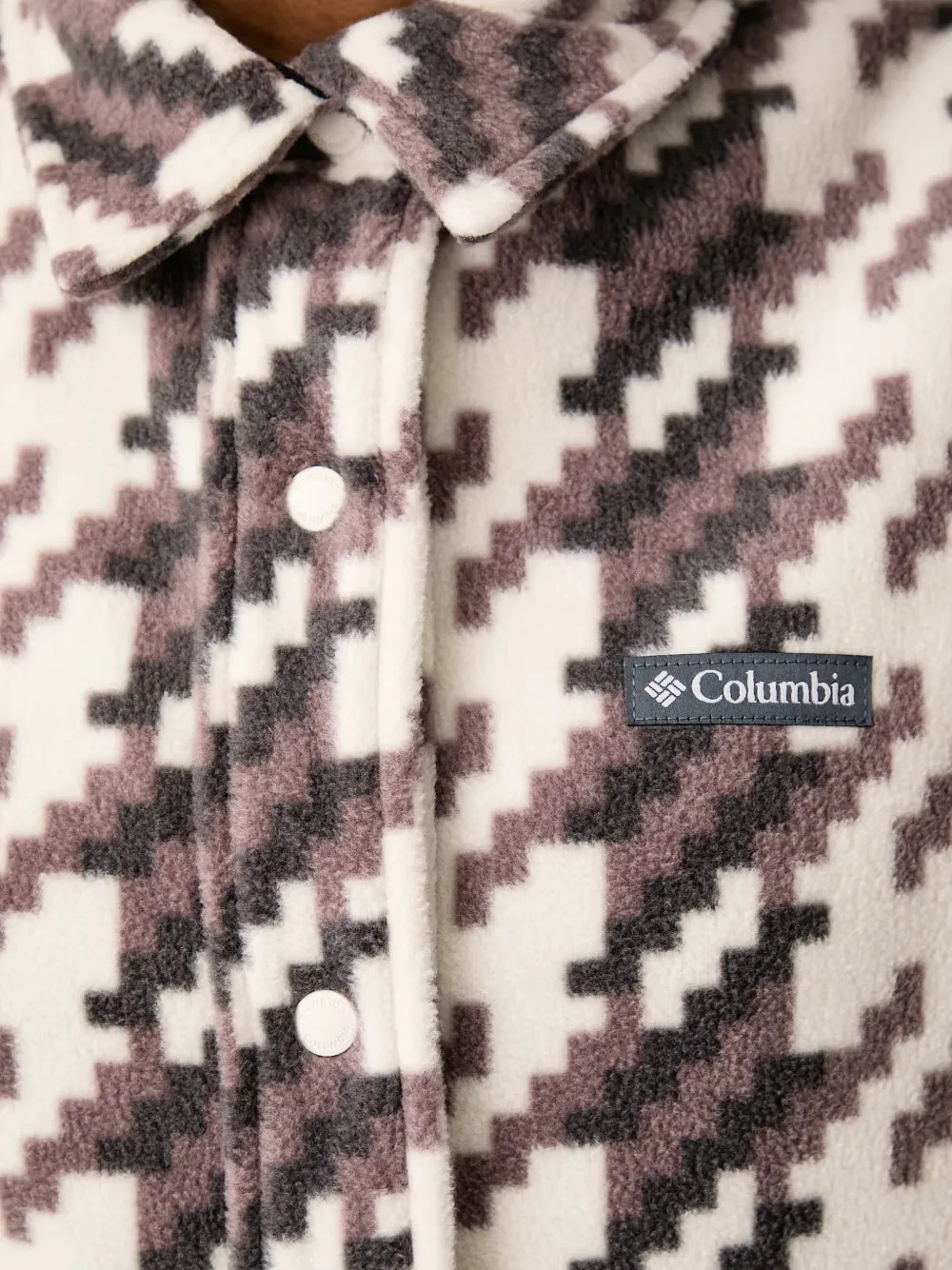 Columbia Benton Springs houndstooth-print fleece shirt-jacket Beige