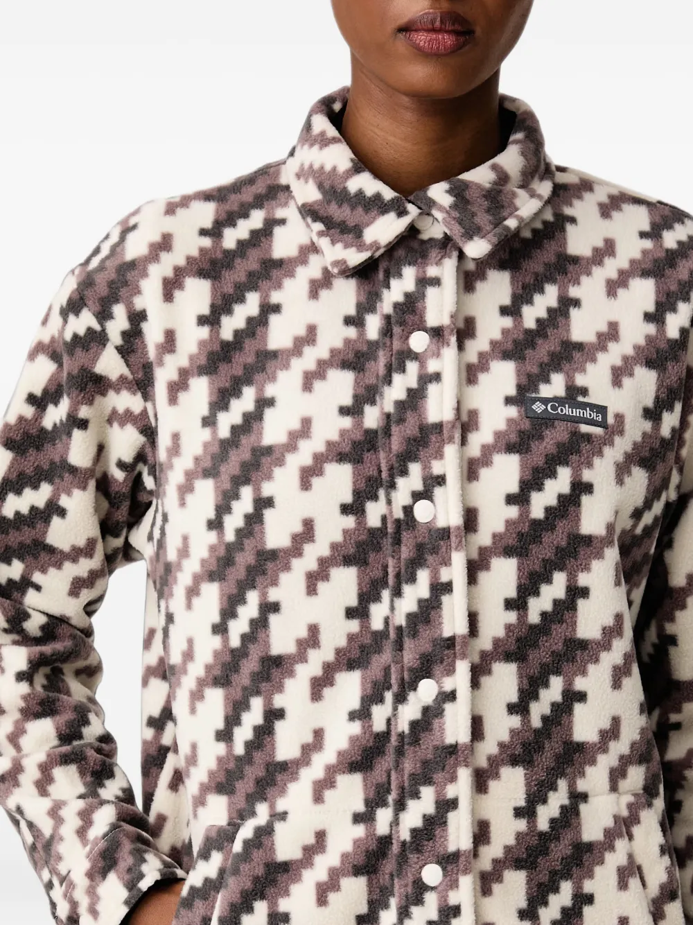 Columbia Benton Springs houndstooth-print fleece shirt-jacket Beige
