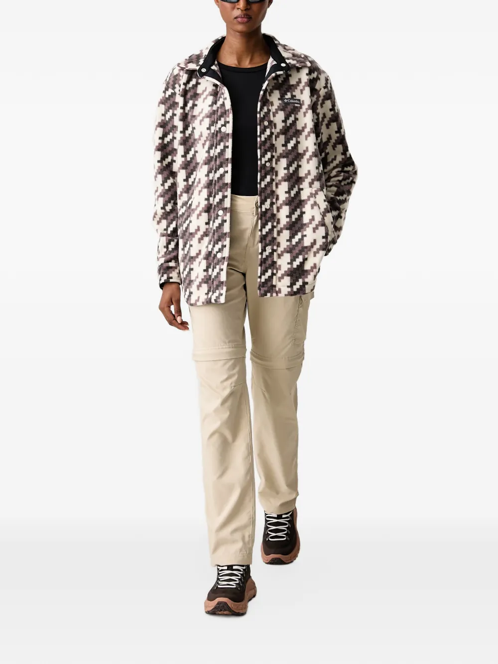 Columbia Benton Springs houndstooth-print fleece shirt-jacket Beige