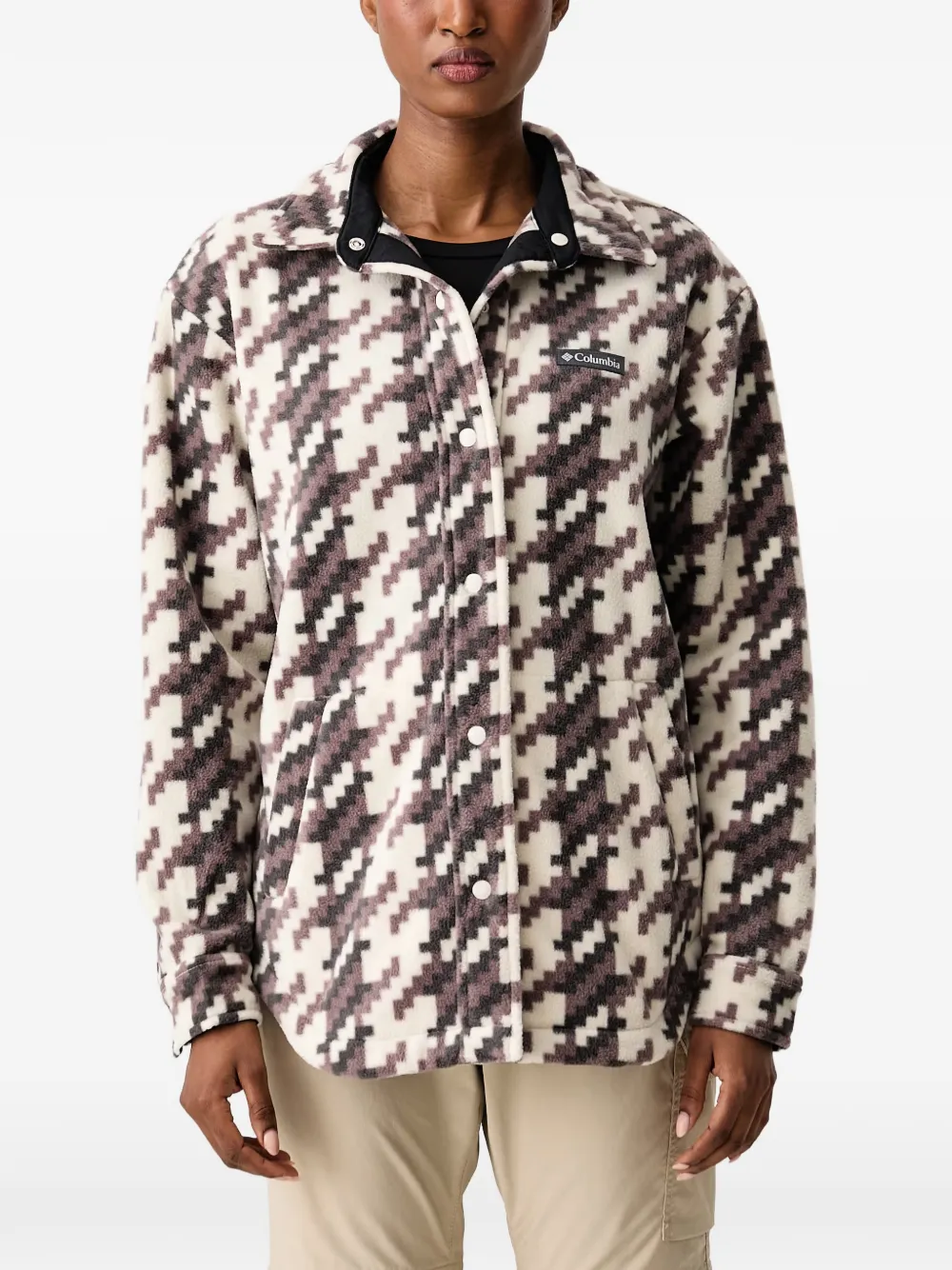 Columbia Benton Springs houndstooth-print fleece shirt-jacket - Nude