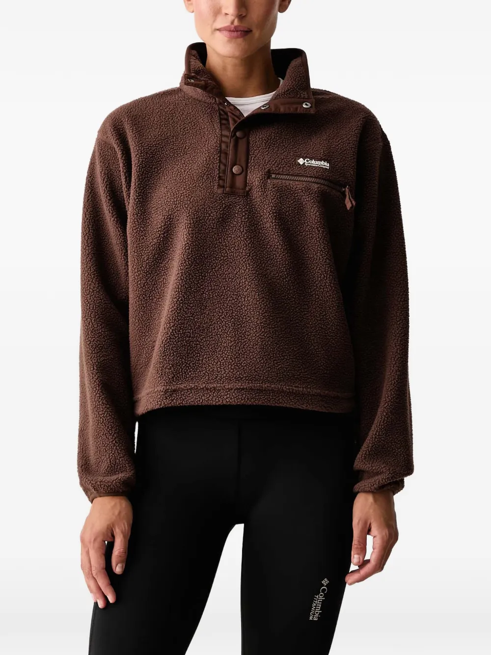 Columbia Helvetia II fleece-texture logo-patch sweater - Braun