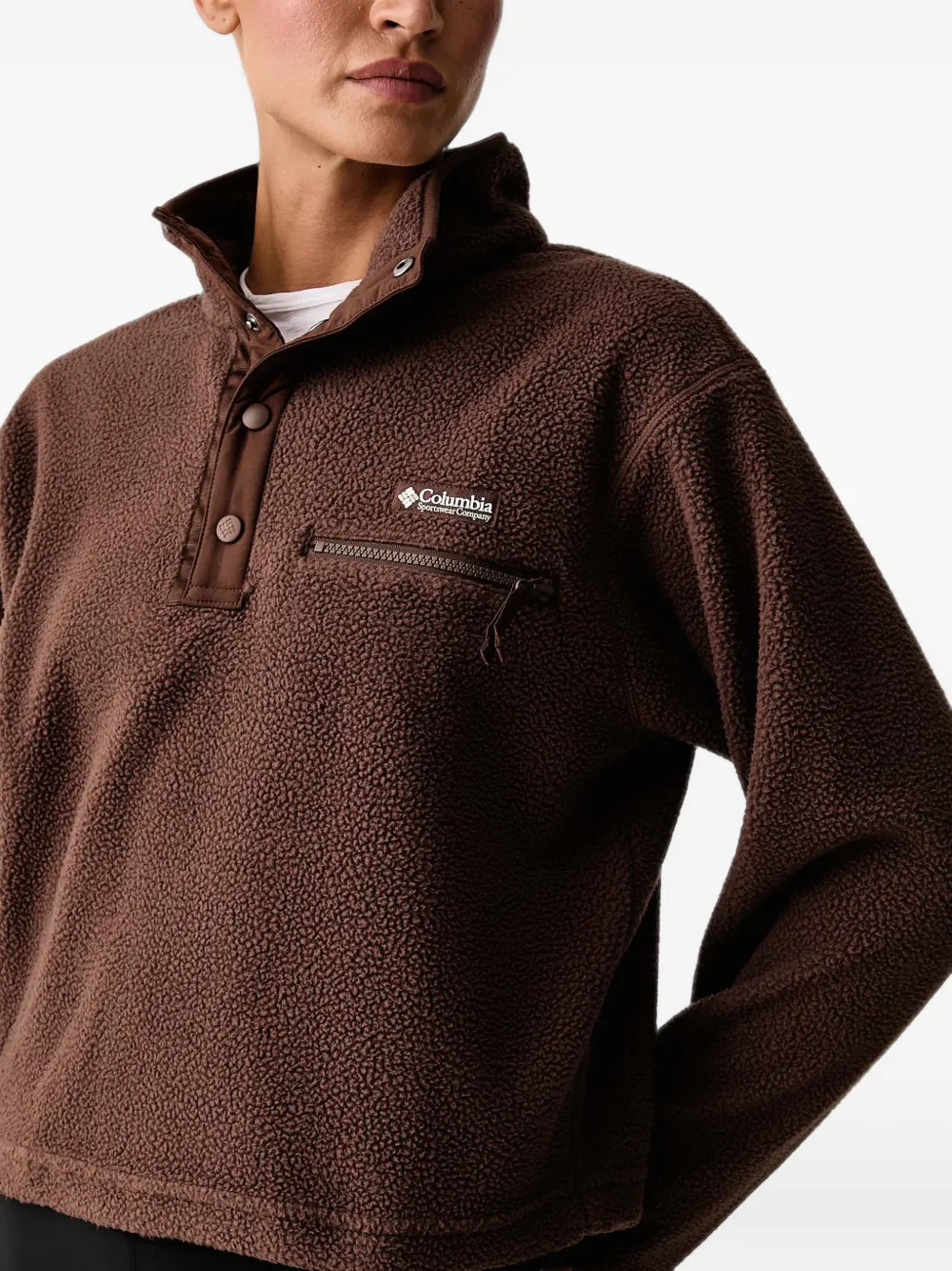 Columbia Helvetia II fleece-texture logo-patch sweater Bruin