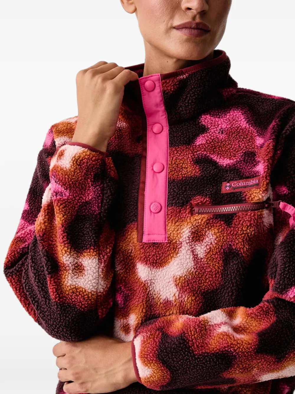 Columbia Helvetia II abstract-print fleece sweater Rood