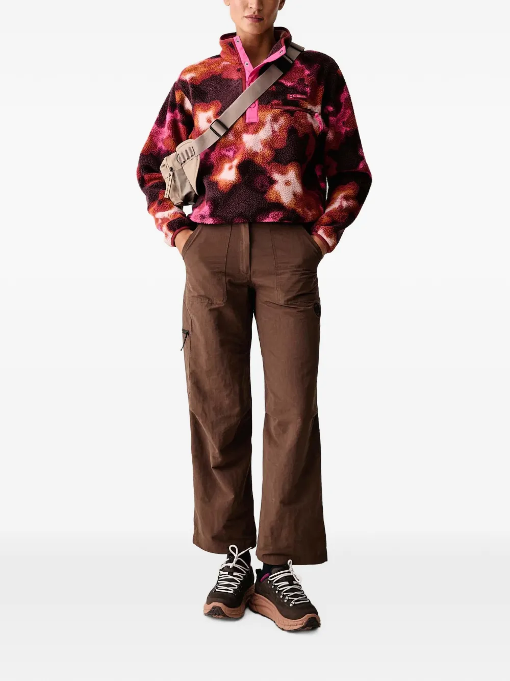 Columbia Helvetia II abstract-print fleece sweater Rood