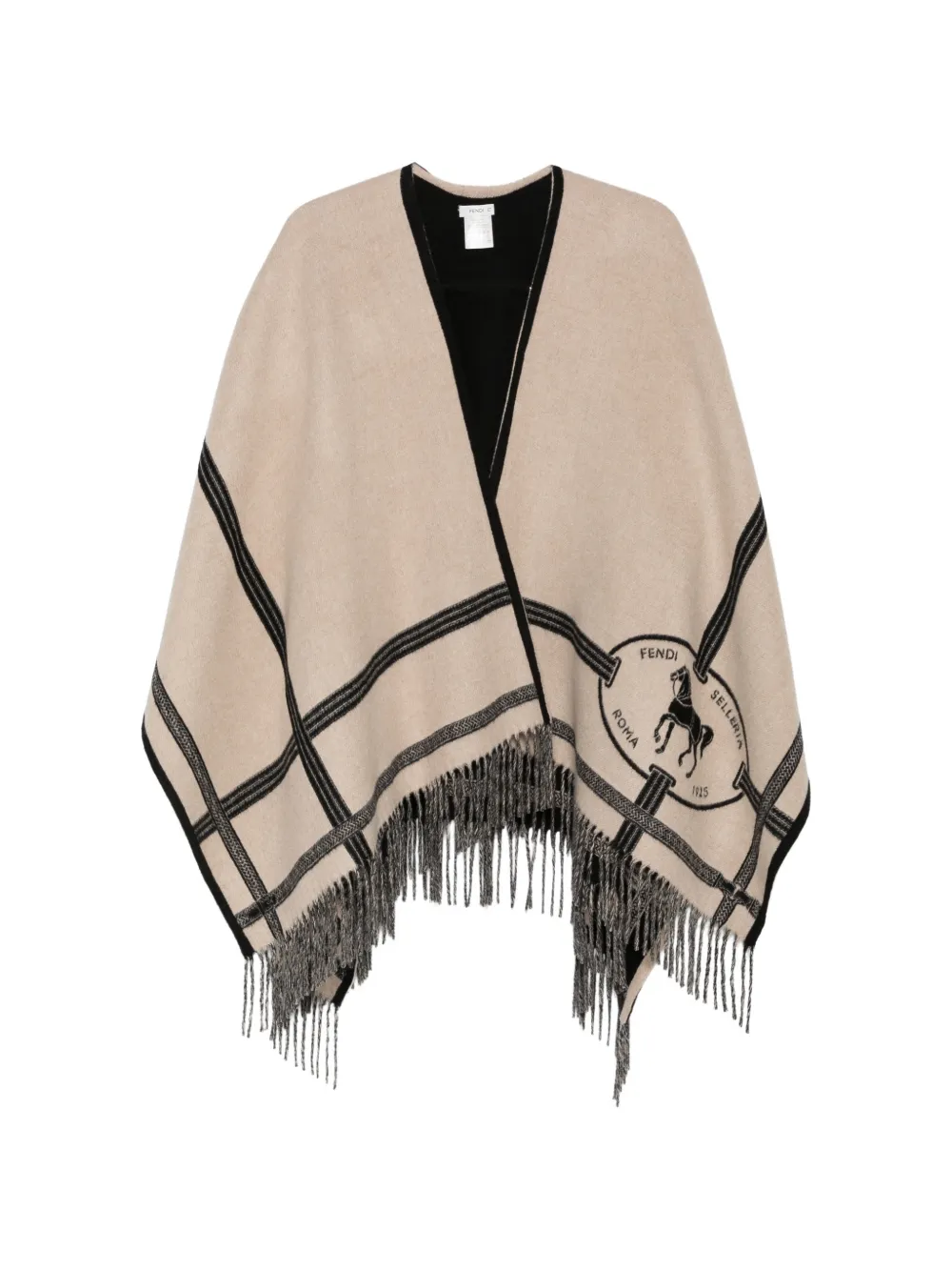 FENDI fringe-trimmed striped poncho