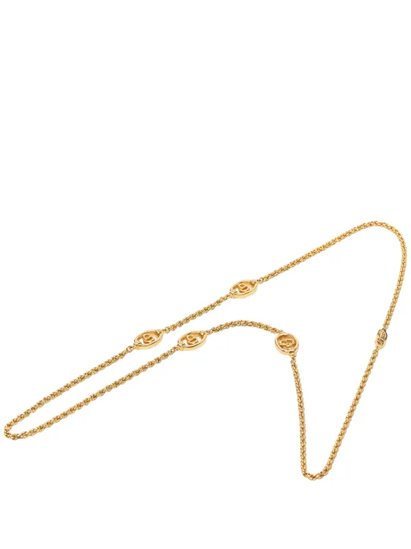 Dior Pre-owned 2000-2026 Gold Plated CD Station Rope Chain Necklace Costume Necklace