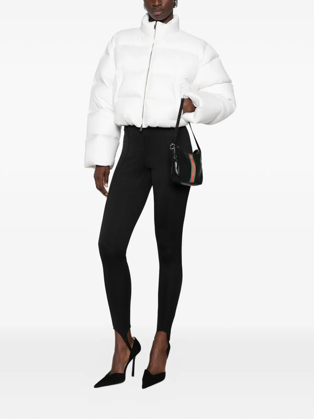Gucci Cropped donsjack met wapenschild-patch Wit