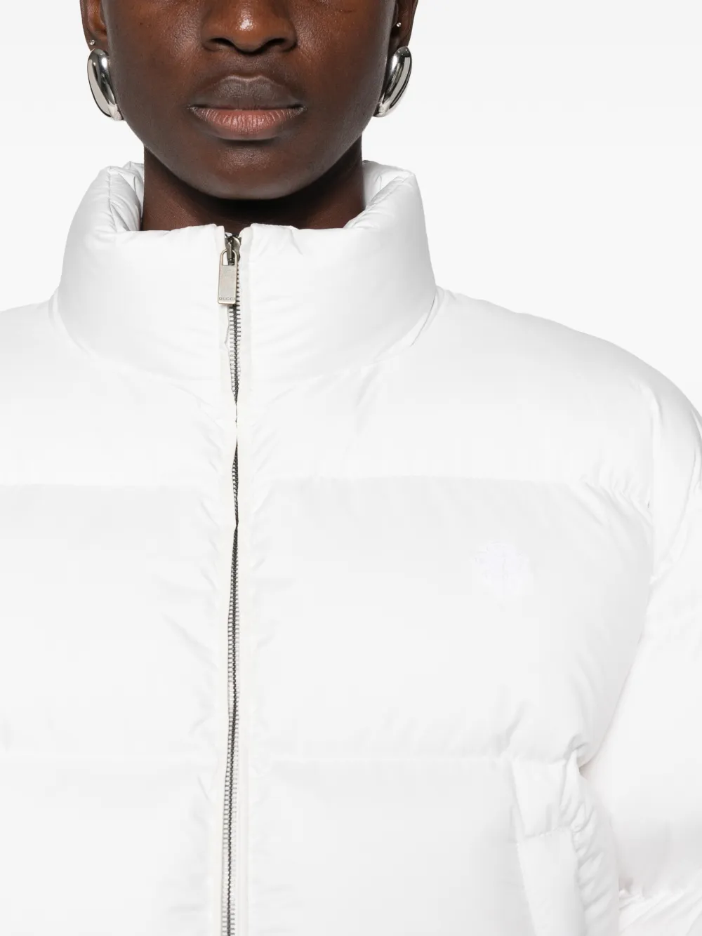 Gucci Cropped donsjack met wapenschild-patch Wit