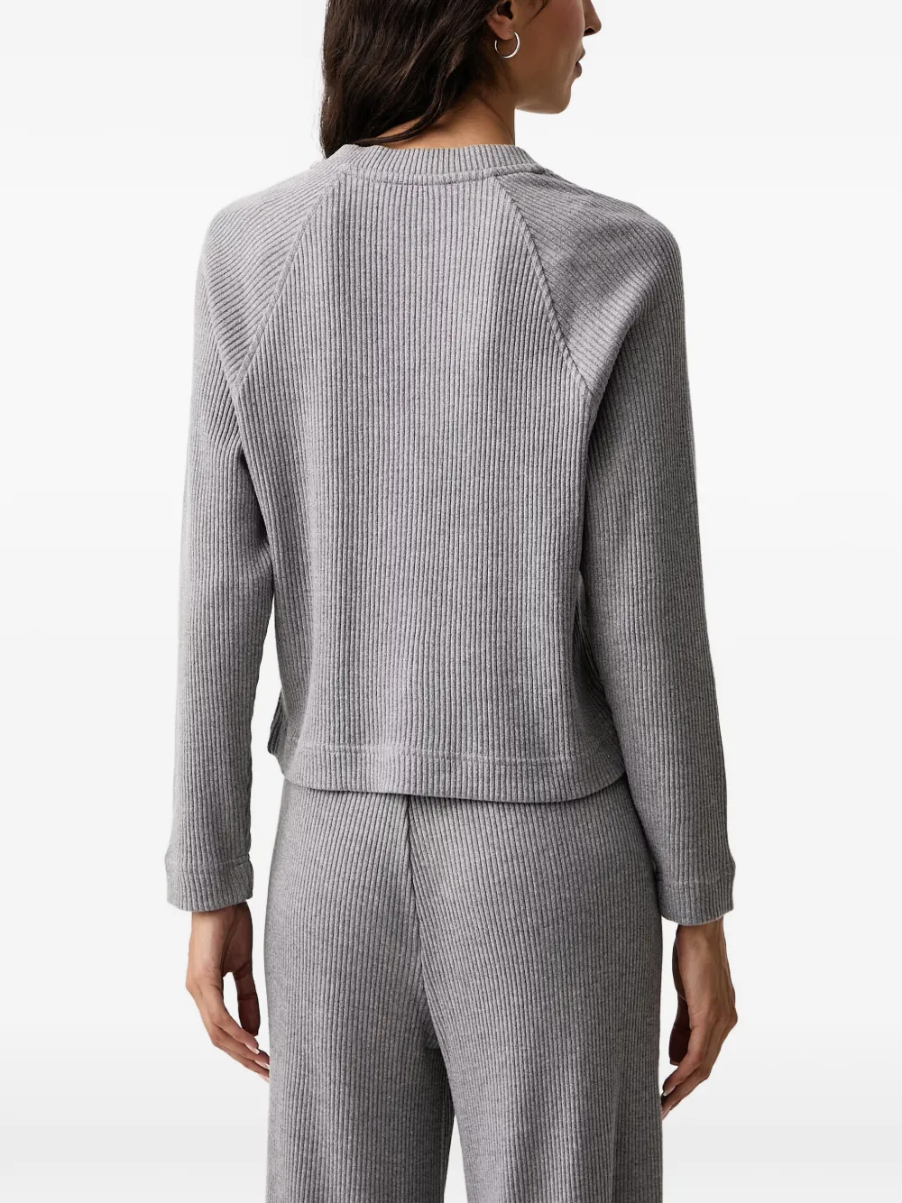 DKNY ribbed-knit raglan-sleeve cardigan Grijs