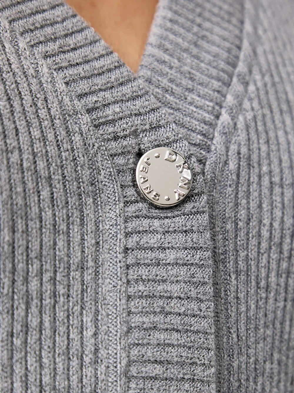 DKNY ribbed-knit raglan-sleeve cardigan Grijs