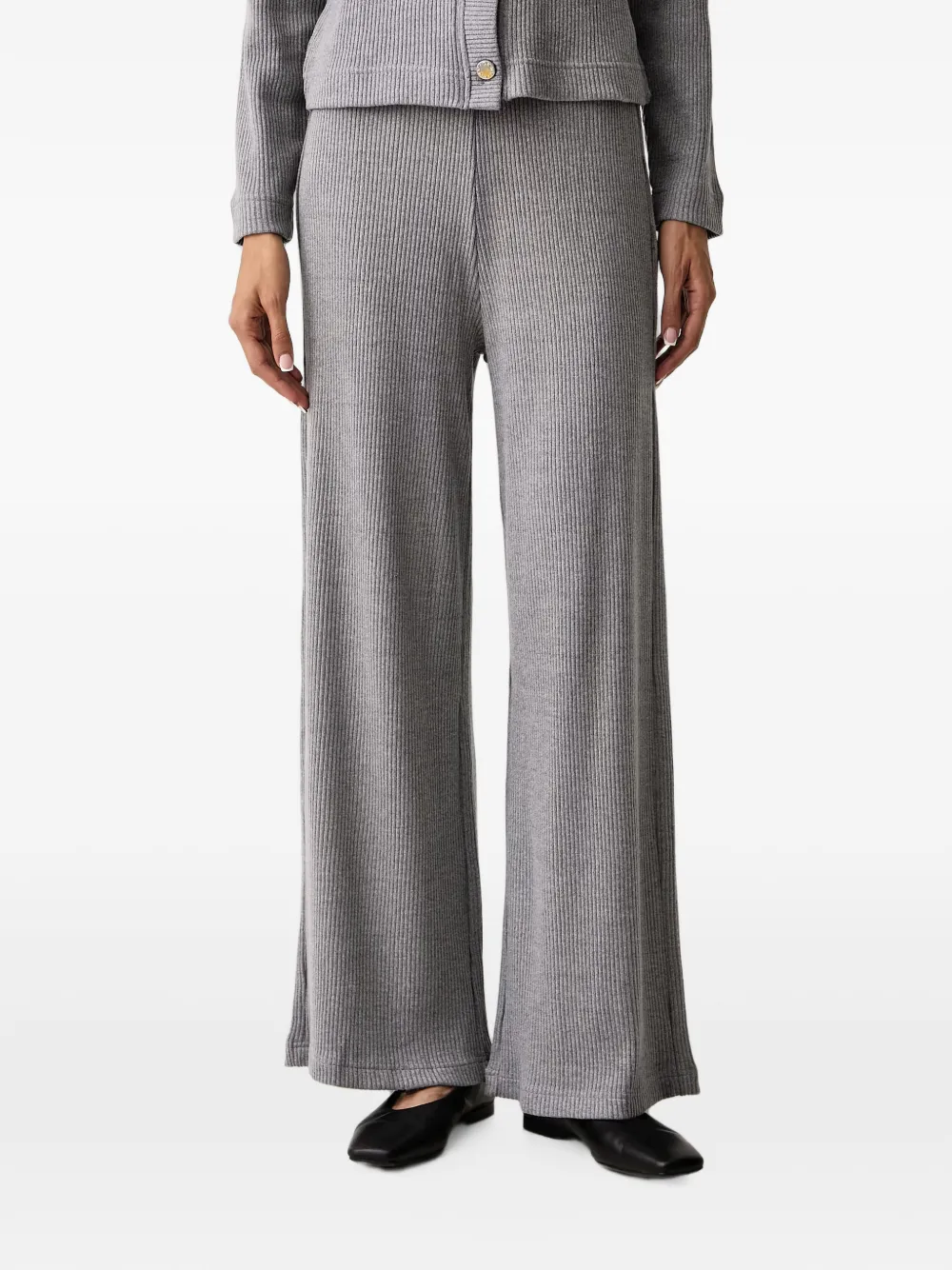 DKNY ribbed-knit wide-leg track pants