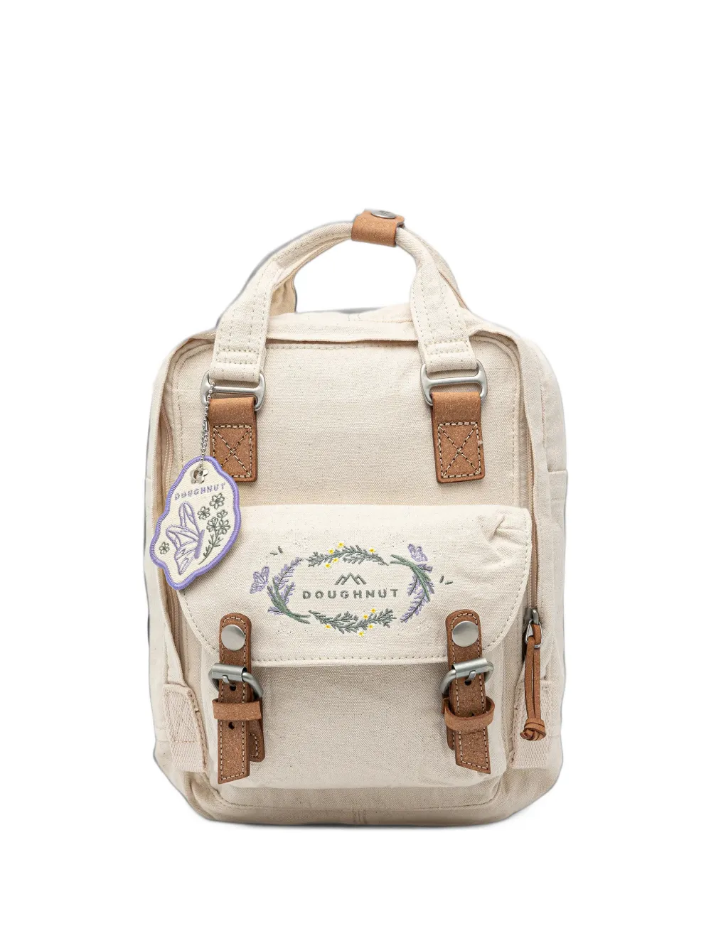 Doughnut Mini Macaroon floral-embroidered buckle-fastening backpack - Nude