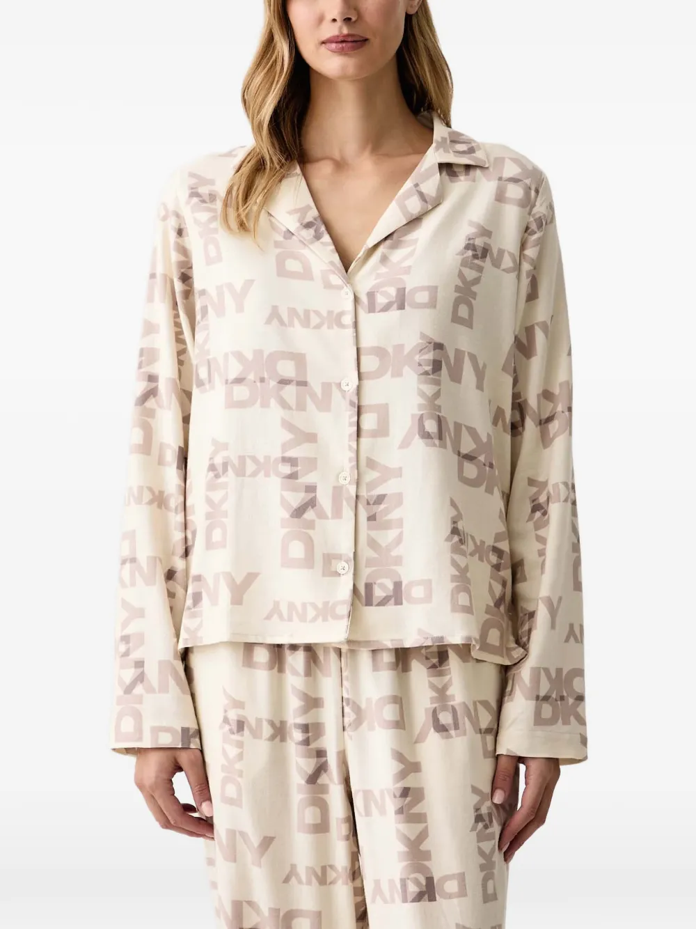 DKNY Pyjama met logoprint Beige