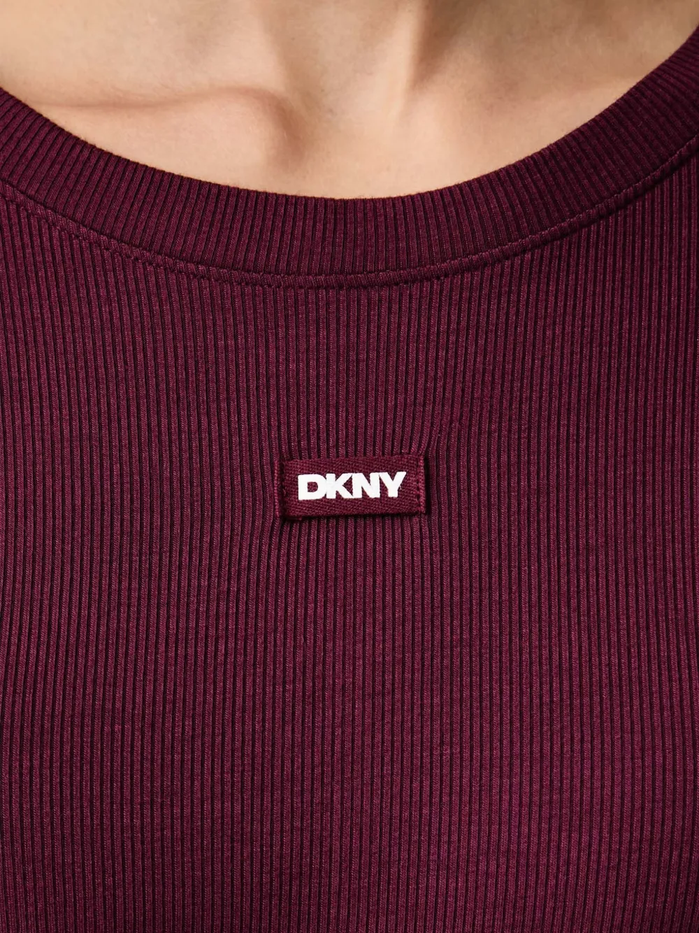 DKNY Geribbelde nachtjapon met logo-patch Rood