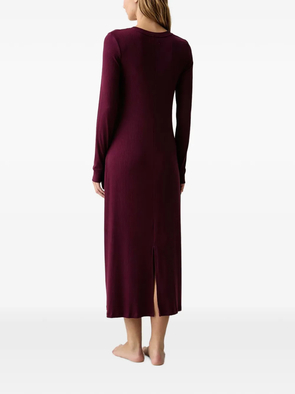 DKNY Geribbelde nachtjapon met logo-patch Rood