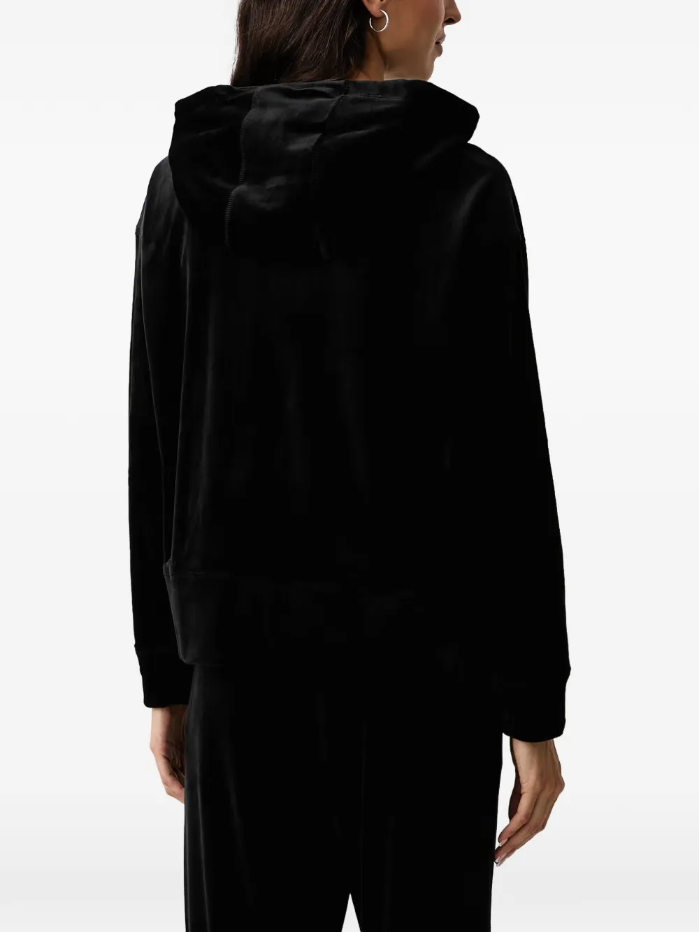 DKNY Varsity velours hoodie met stras-logo Zwart