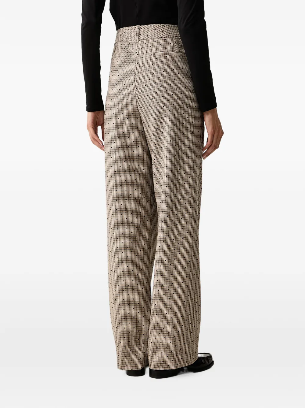 DKNY Broek met pied-de-poule-print en stippen Beige