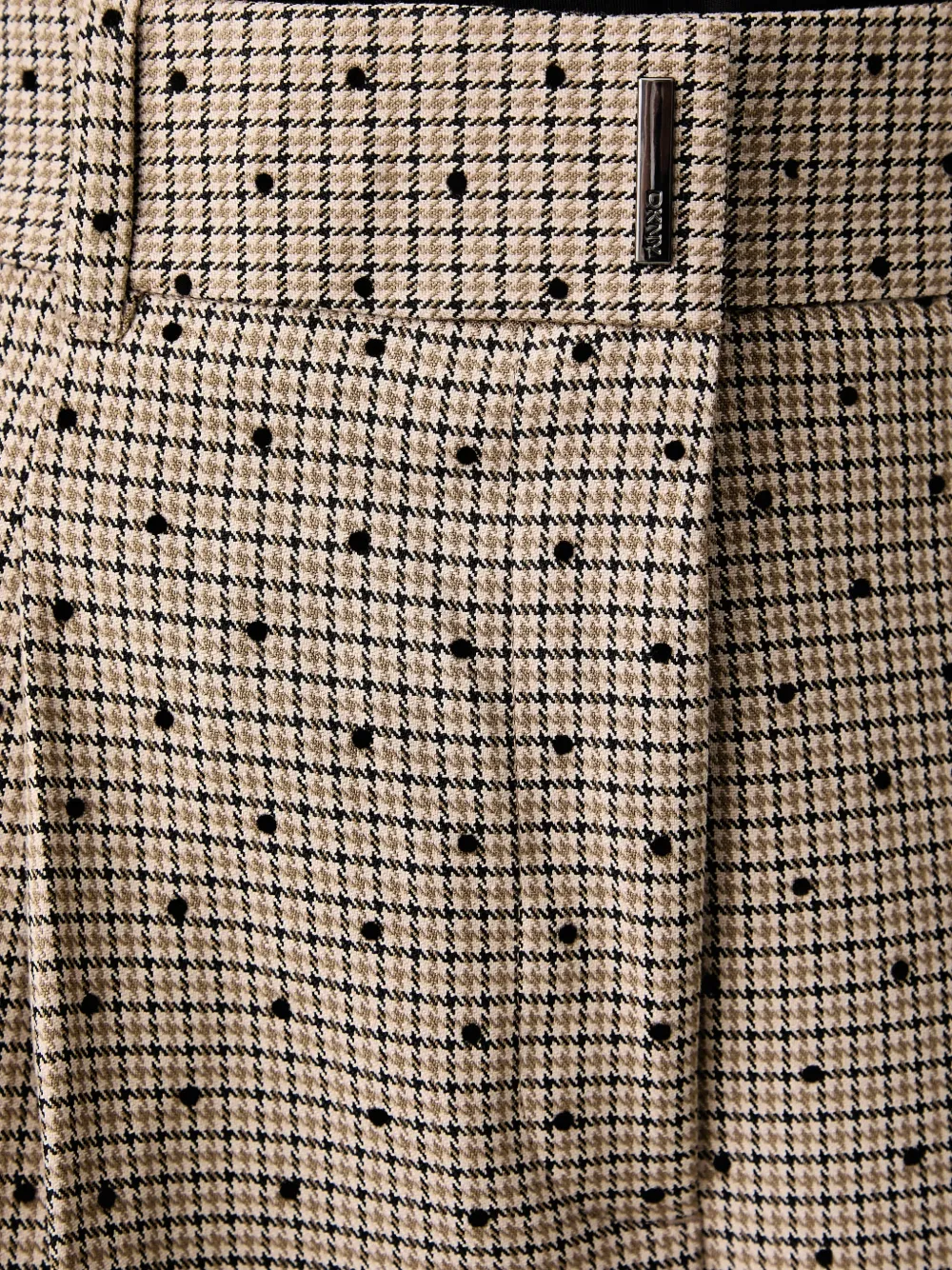 DKNY Broek met pied-de-poule-print en stippen Beige