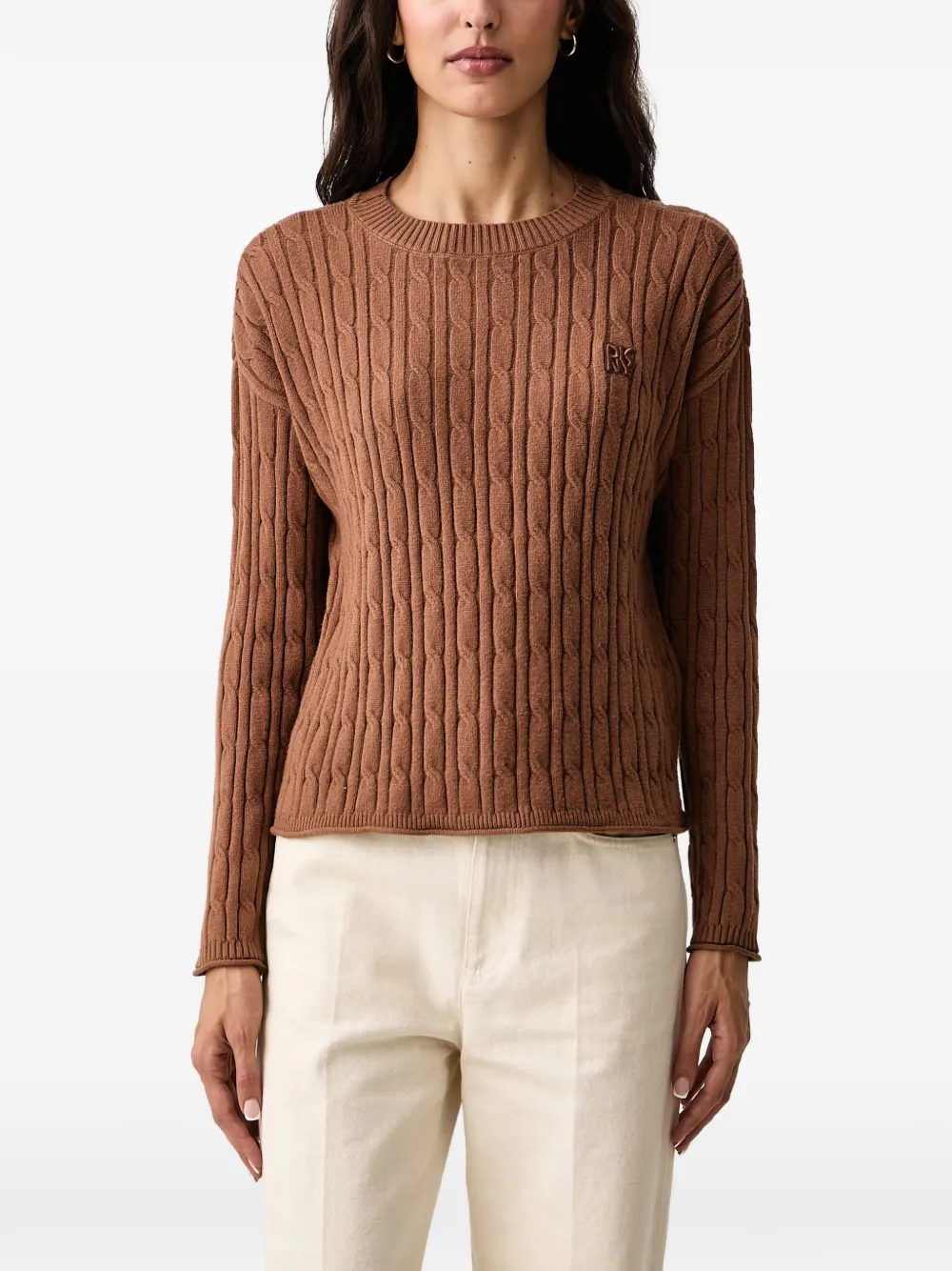 DKNY cable-knit logo-embroidered sweater Bruin