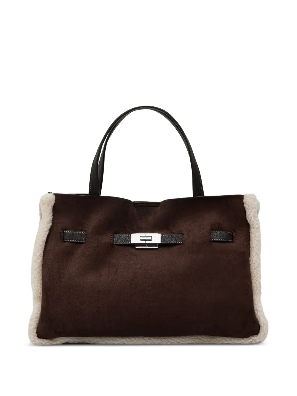 DKNY shearling-trim tote bag - Braun