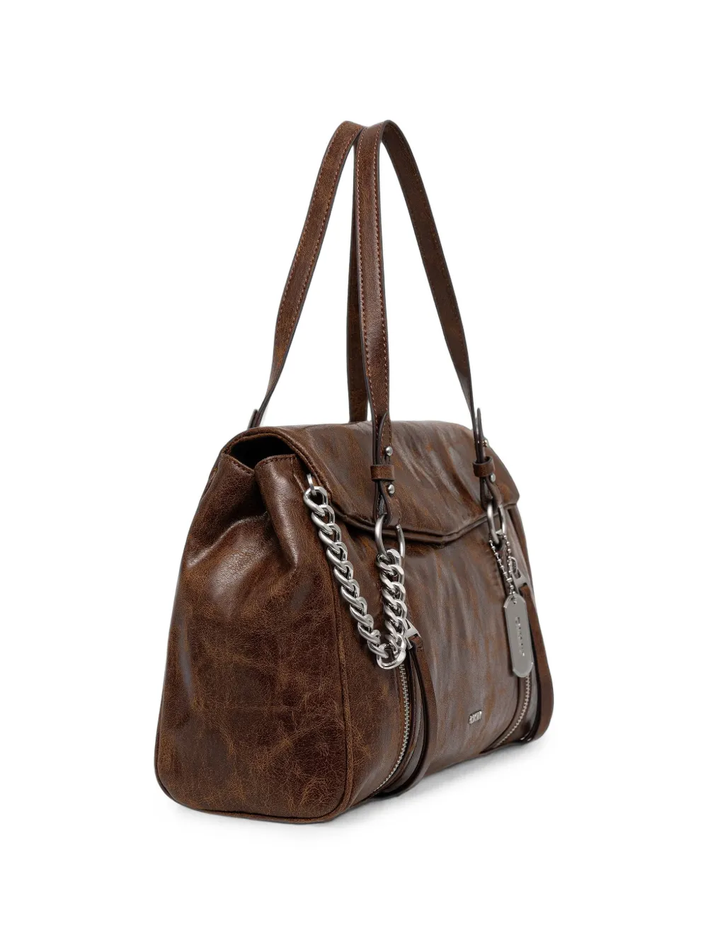 DKNY Shopper met ritssluiting en kettingdetail Bruin