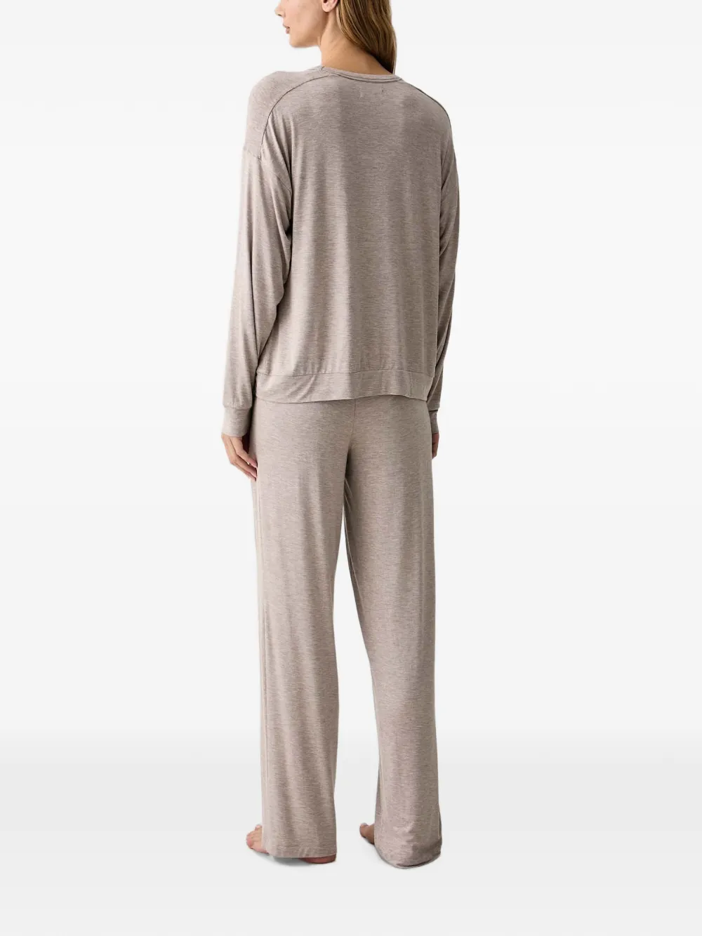 DKNY logo-print long-sleeve pajamas Beige